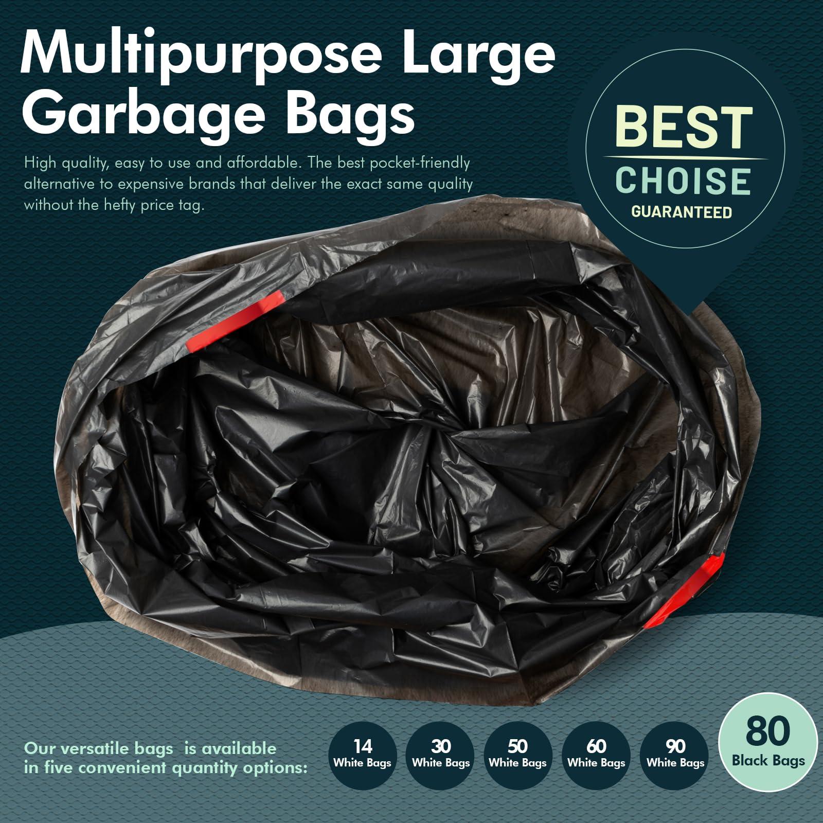 PAMI Tall 13-Gallon Kitchen Drawstring Trash Bags [80-Pack, Black] - Extra-Strong Plastic Garbage Bags- Thick Trash Can Liners For Kitchen, Bathroom & Outdoor Bins- 2ft x2ft Unscented Trash Bags - Image 5