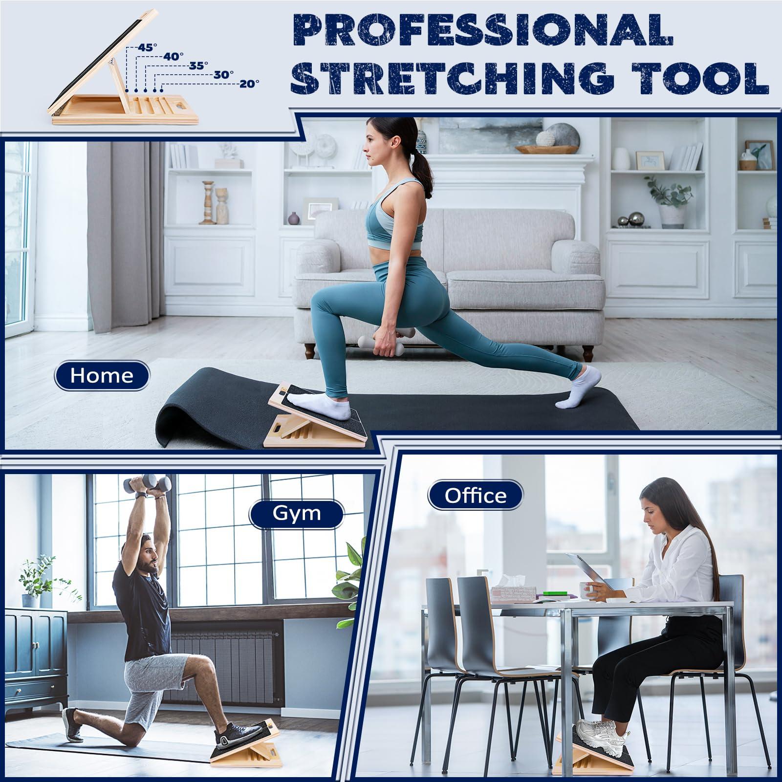 Portable Wooden Slant Board for Calf Stretching Squats Calf Stretcher Pilates Physical Therapy Equipment Adjustable Incline Board for Knees Ankle Heel Feet Leg - Image 5