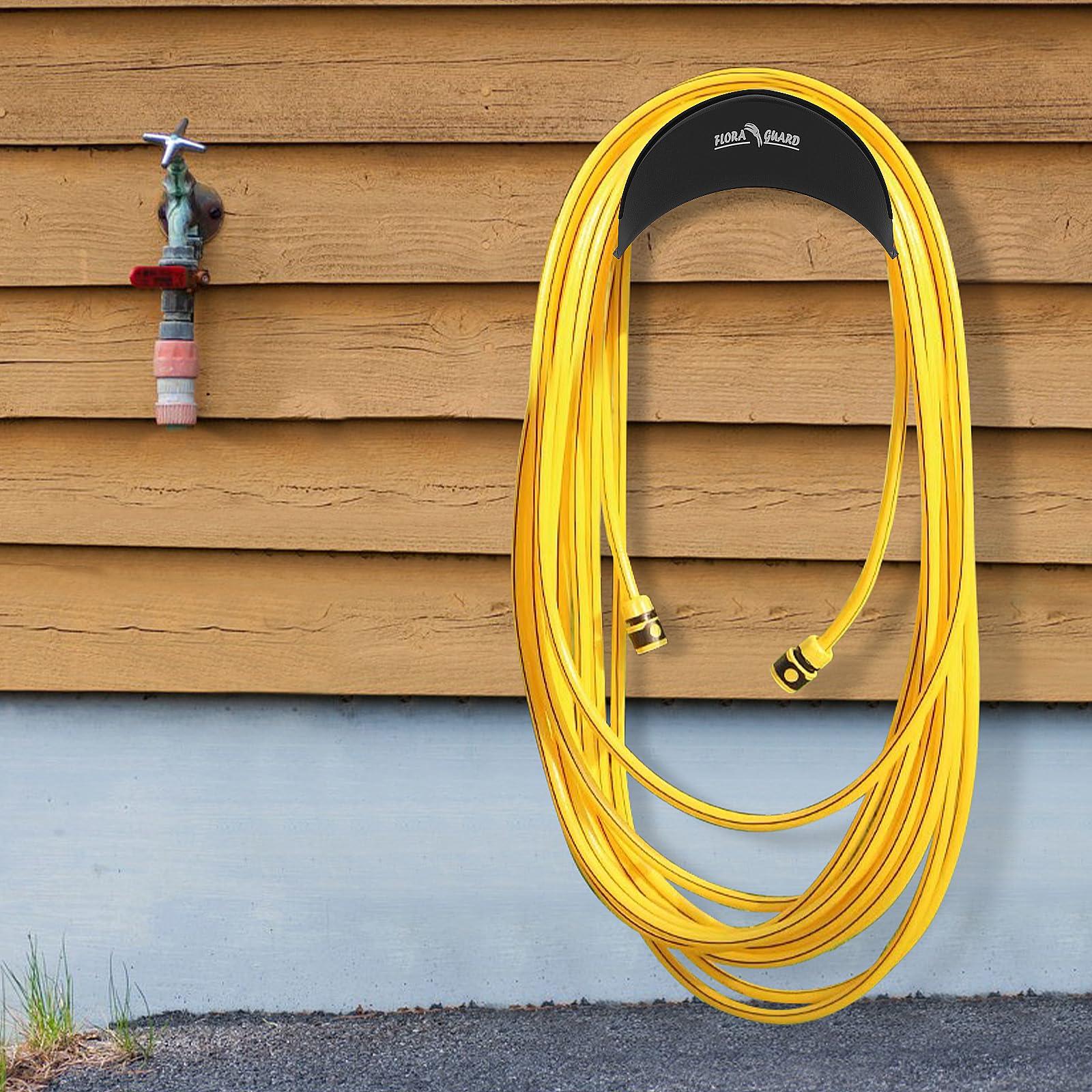 FLORA GUARD Garden Hose Holder, Heavy-Duty Metal Hose Hanger, Holds Up to 125 ft, Garden Hose Wall Mount for Outdoor Patio, Rust and Slip Resistant (Black) - Image 5