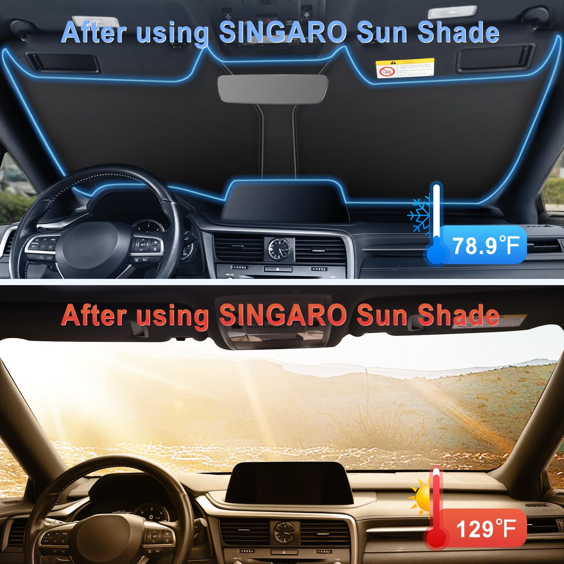 SINGARO Universal Car Windshield Sun Shade, Foldable Reflective for Windshield & Window Shades with Overlapping Design, Car Interior Accessories - Image 3
