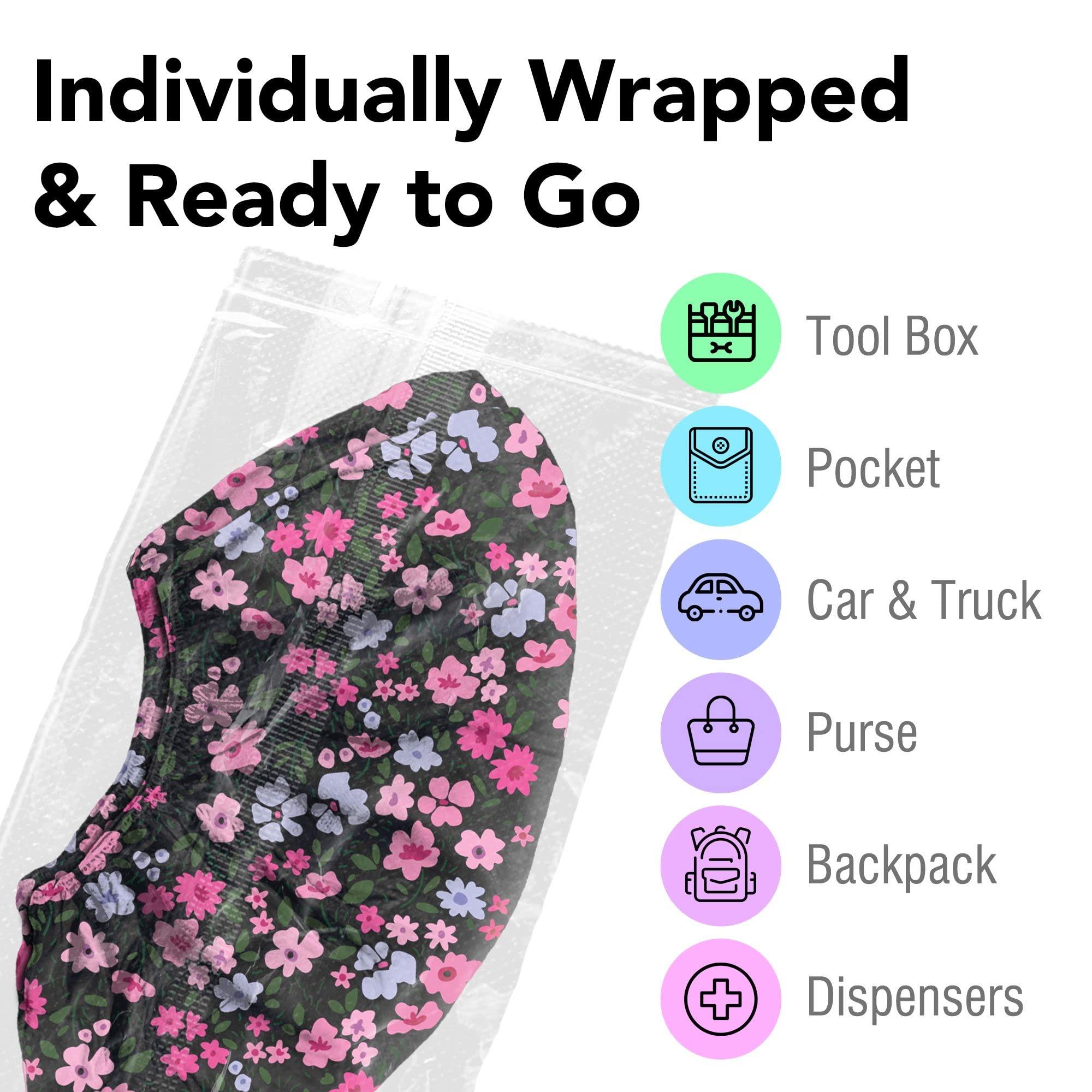 Shoe Covers Disposable 100 Count - 50 Individually Wrapped Pairs - Flower Print Protectors for Booties, Shoes - Shoe Cover for Indoors and Outdoors, Realtor, Repair Work - Image 2