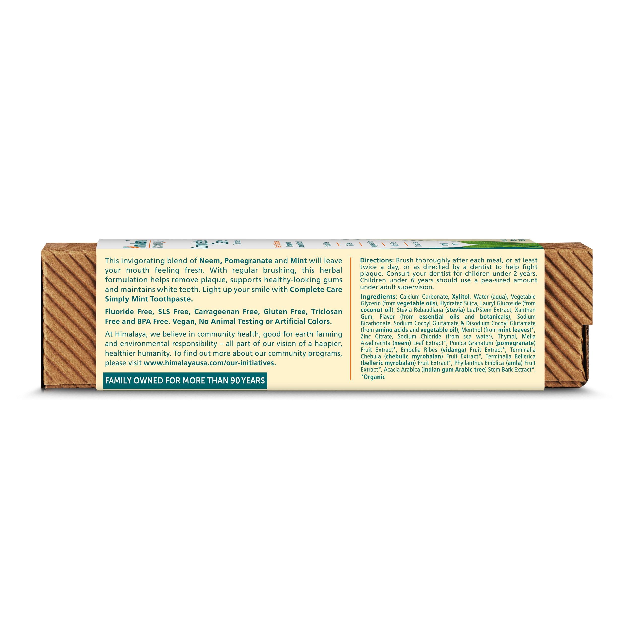 Himalaya Botanique Complete Care Toothpaste with Xylitol and Neem, Mint Flavor - Fluoride Free Toothpaste for Clean Teeth & Fresh Breath - Vegan, Gluten Free, No Artificial Flavors, 5.29 oz - Image 5