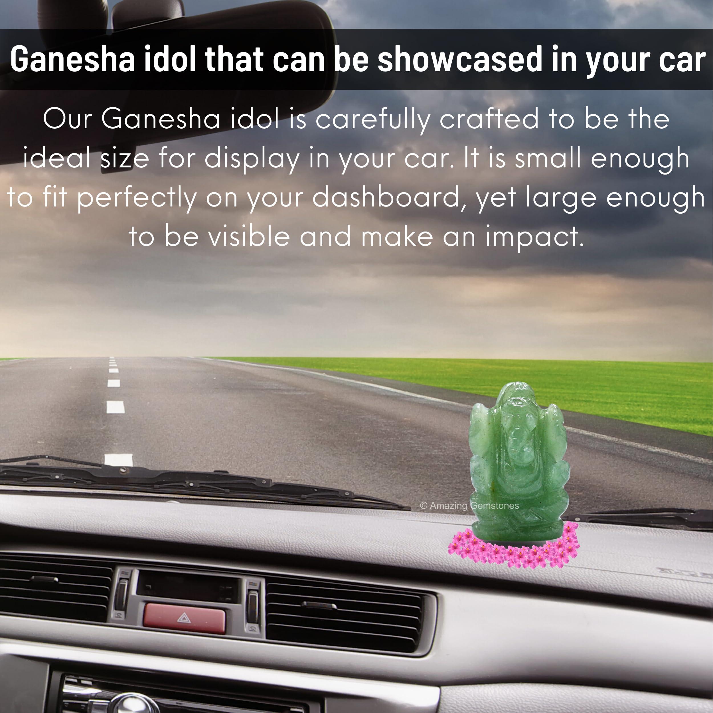 Green Aventurine Ganesha Idol - Crystal Ganesha Idol for Car Dashboard - Spiritual Home, Office and Room Table Decor Ganesha Statues Made of Crystals and Healing Stones - Image 5