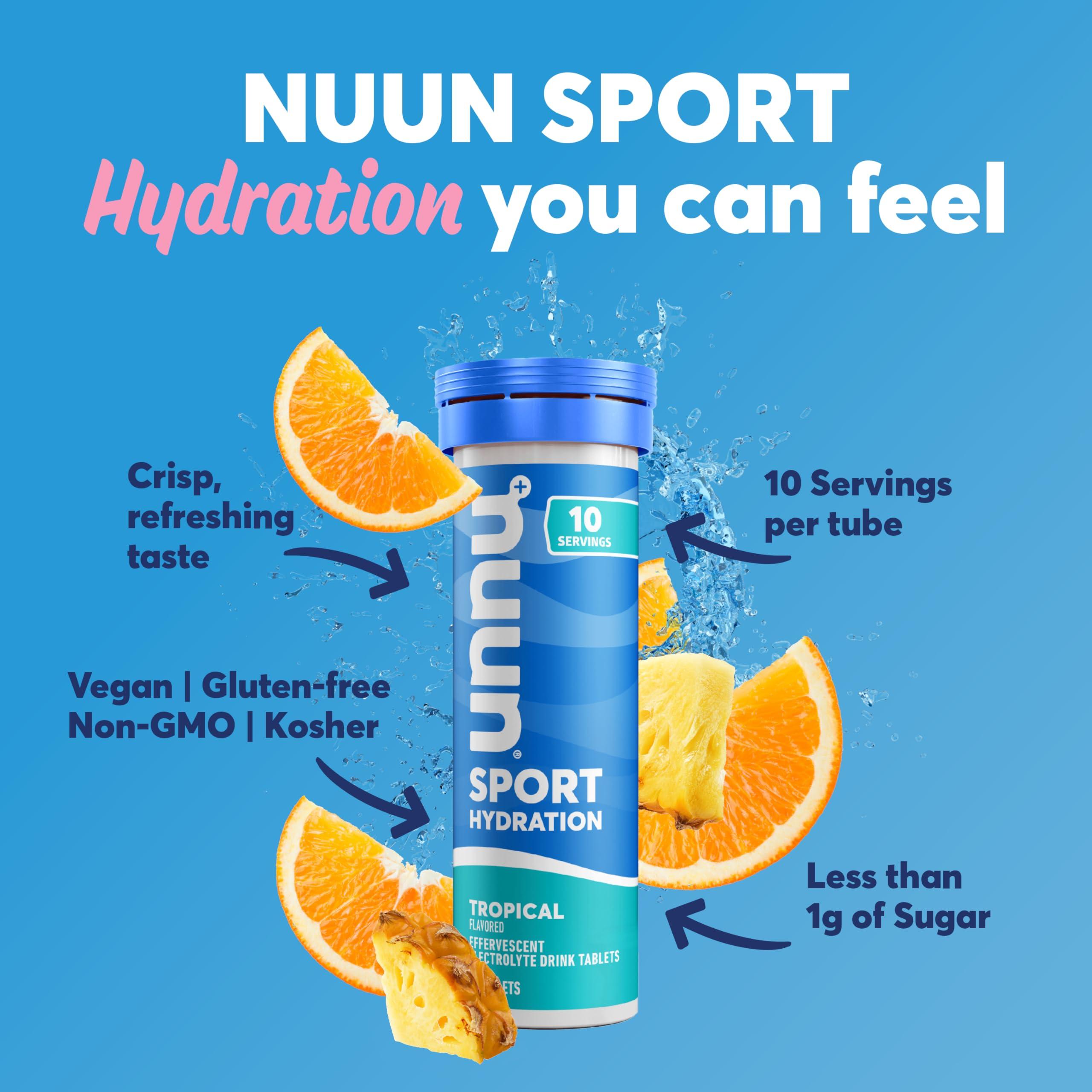 Nuun Sport Electrolyte Tablets with Magnesium, Calcium, Potassium, Chloride & Sodium, Gluten Free & Vegan, Mixed Flavors, 6 Pack (60 Servings Total) - Image 2