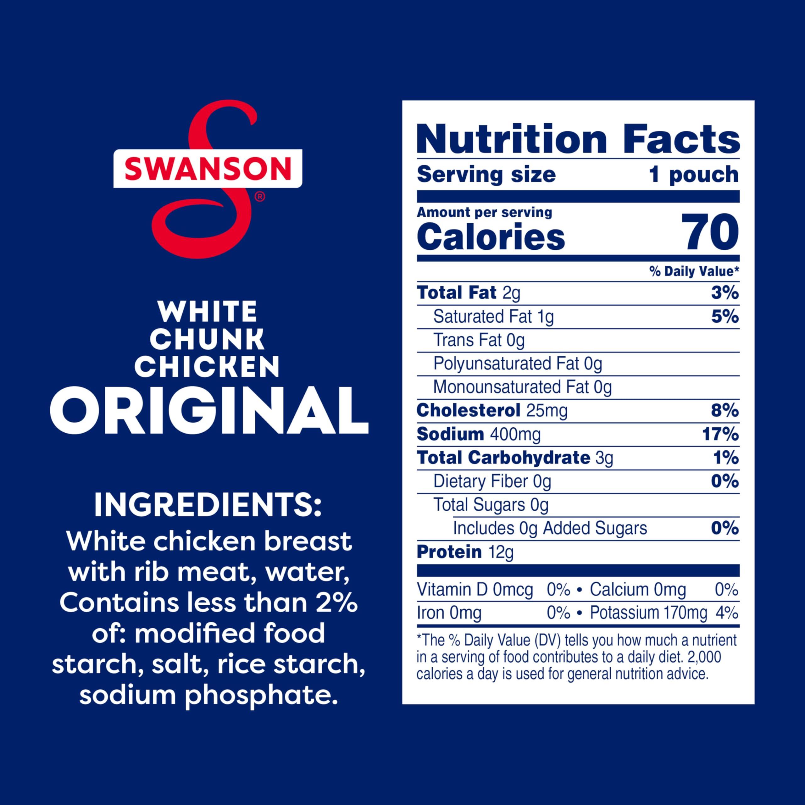 Swanson Original White Chunk Fully Cooked Chicken, Ready to Eat, Simple On-the-Go Meals, 2.6 OZ Pouch - Image 2