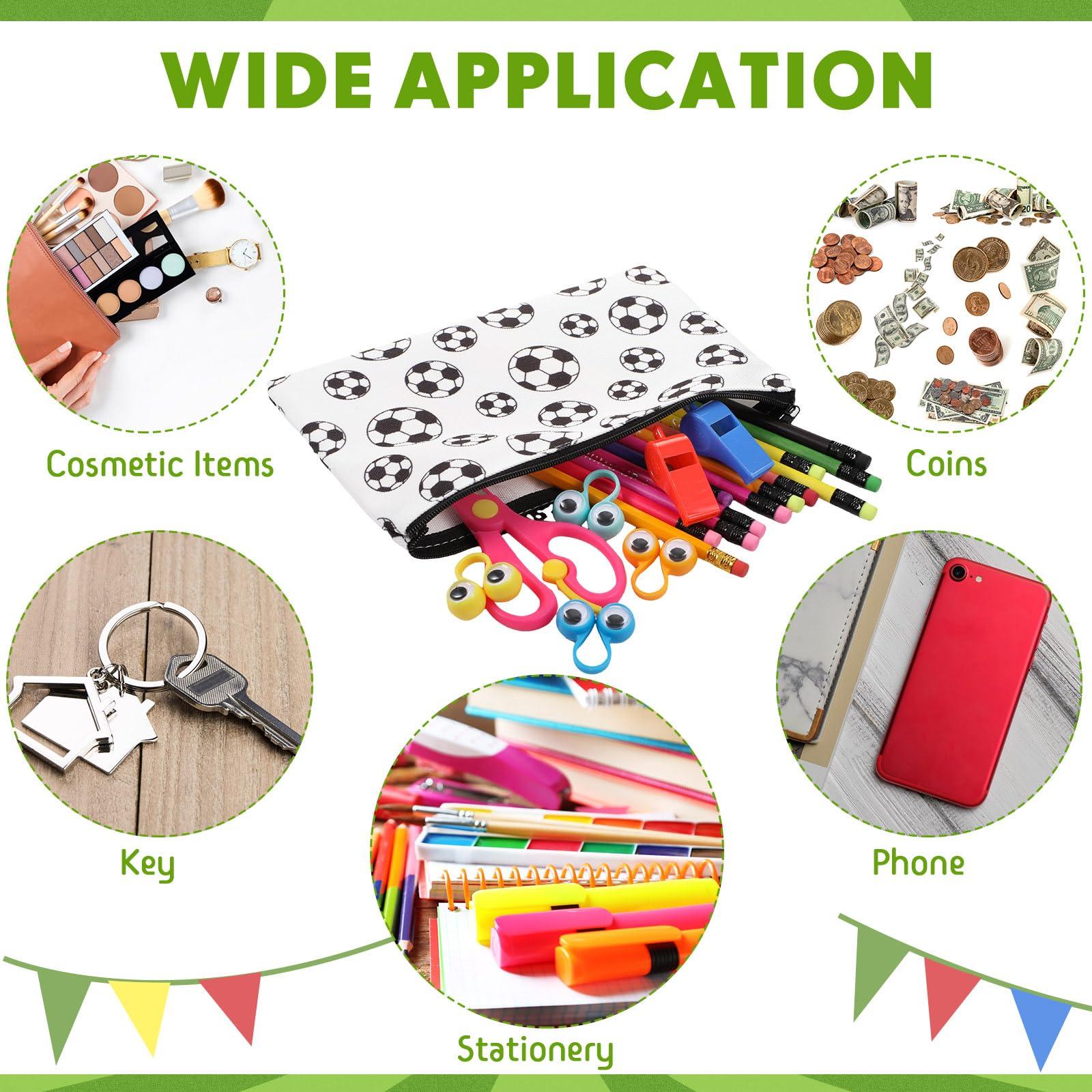 Eccliy 20 Pcs Soccer Makeup Bags Bulk Sport Team Gifts Soccer Cosmetic Bag Accessories for Women Toiletry Zipper Pouch Travel Canvas Gifts Stuff for Party Team Players Lover - Image 7