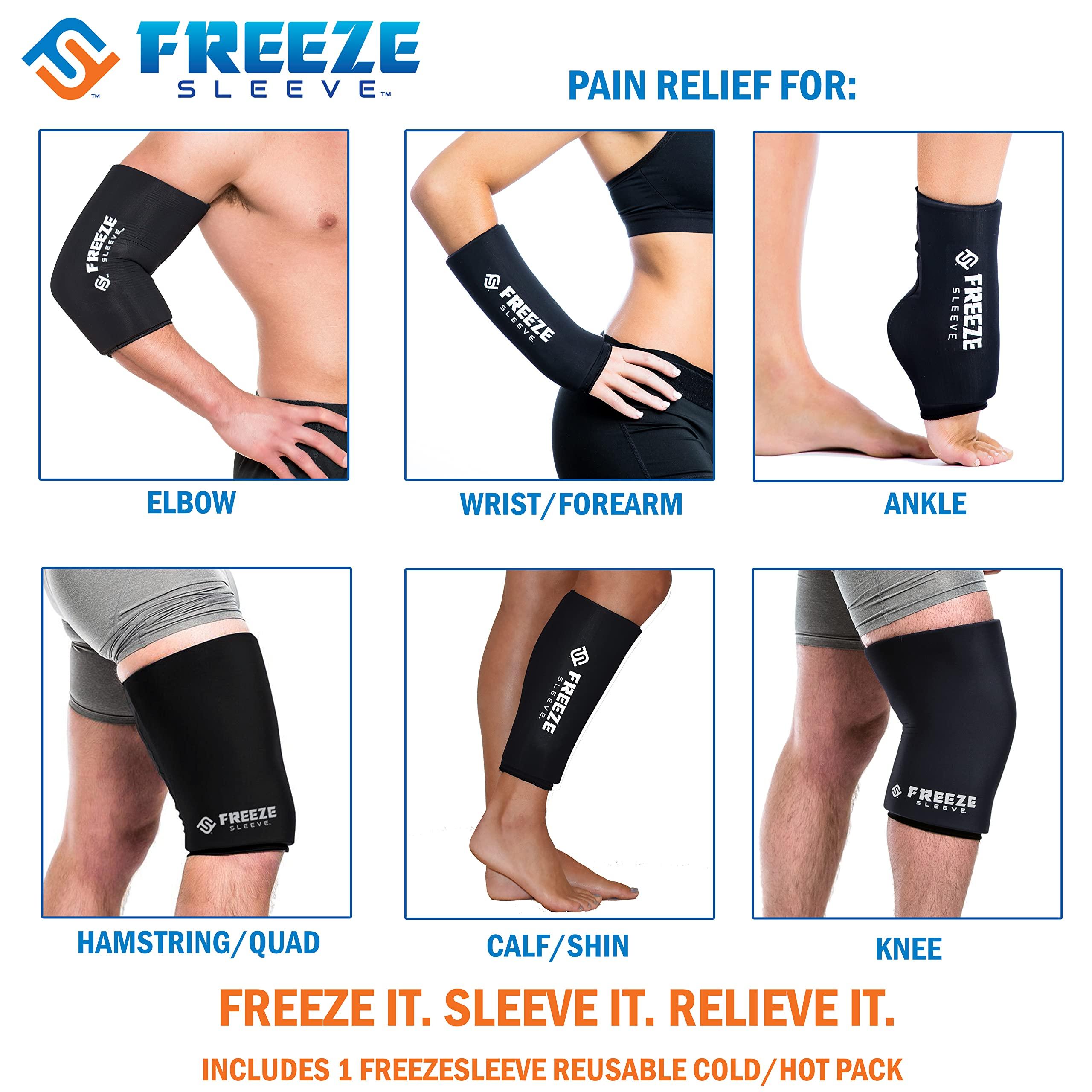 FreezeSleeve Ice and Heat Therapy Sleeve | Reusable Ice Pack Flexible Gel Compression Sleeve for Pain Relief and Recovery of Elbow Knee Ankle Leg Wrist Injuries | Black Large - Image 3