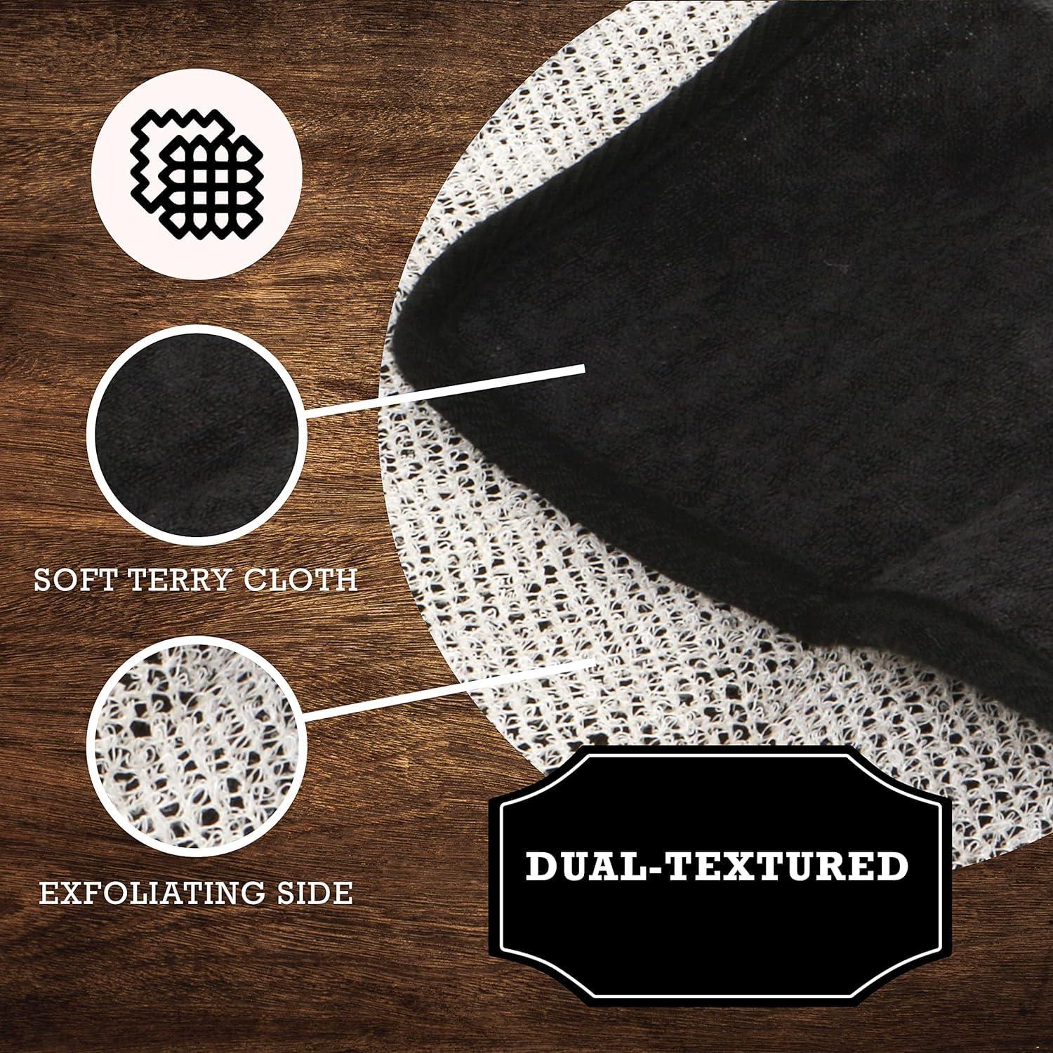 The Rustic Man Terry Wash Cloths for Face and Body, Dual-Sided Cleansing and Exfoliating Washcloths, Machine Wash, Black, 3 Count - Image 5