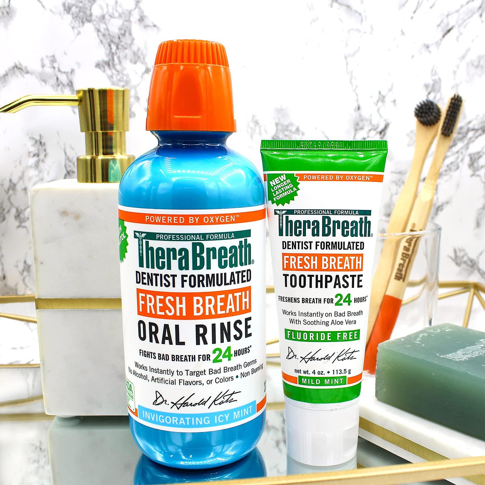 TheraBreath Fresh Breath Dentist Formulated Fluoride Free Toothpaste, Mild Mint, 4 Ounce (Pack of 2), Multi - Image 5