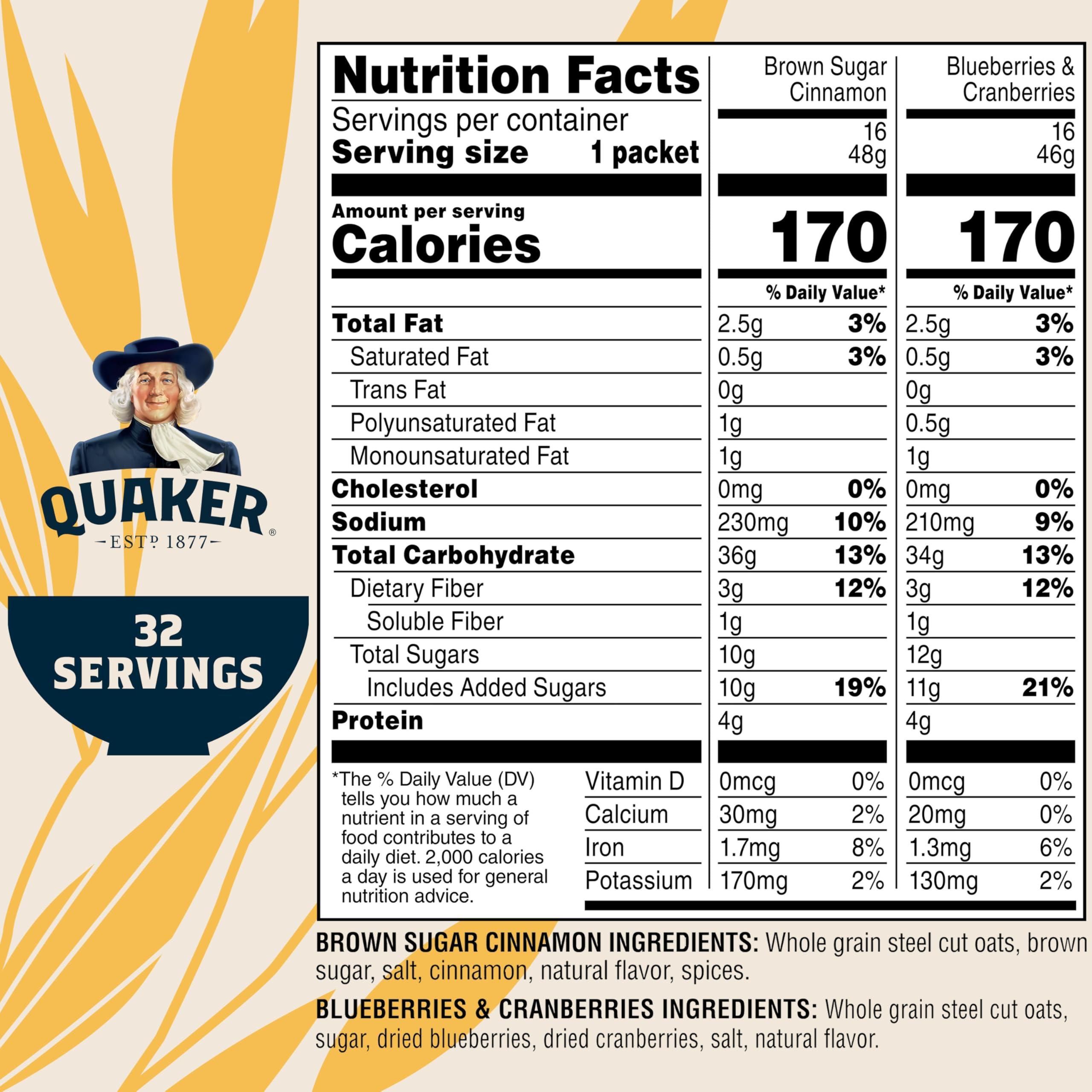 Quaker Steel Cut Quick 3-Minute Oatmeal, 2 Flavor Variety Pack, Individual Packets, 32 Count - Image 2