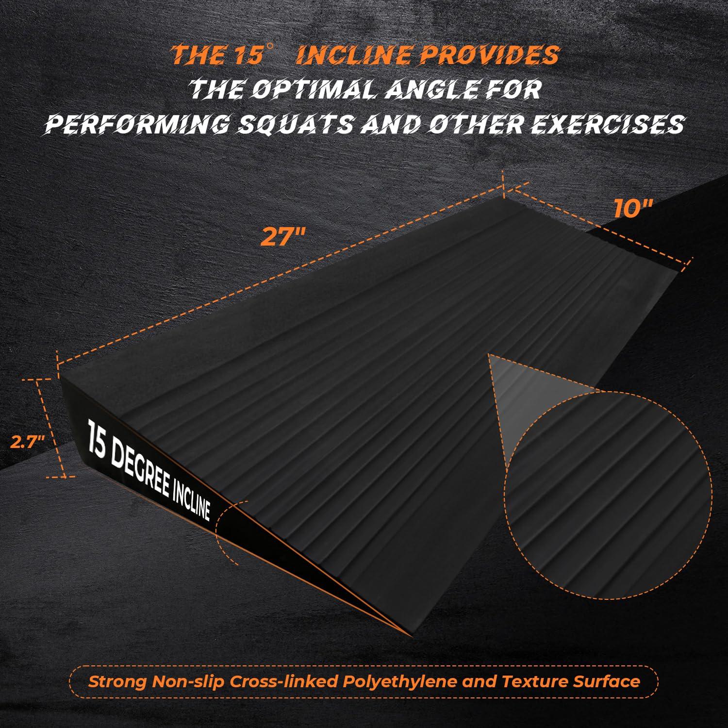 Actomall Squat Wedge Block - Large One-Piece Slant Board for Heel Elevated Squats, Knees Over Toes & Calf Stretches - Weightlifting & Recovery Training - Image 3