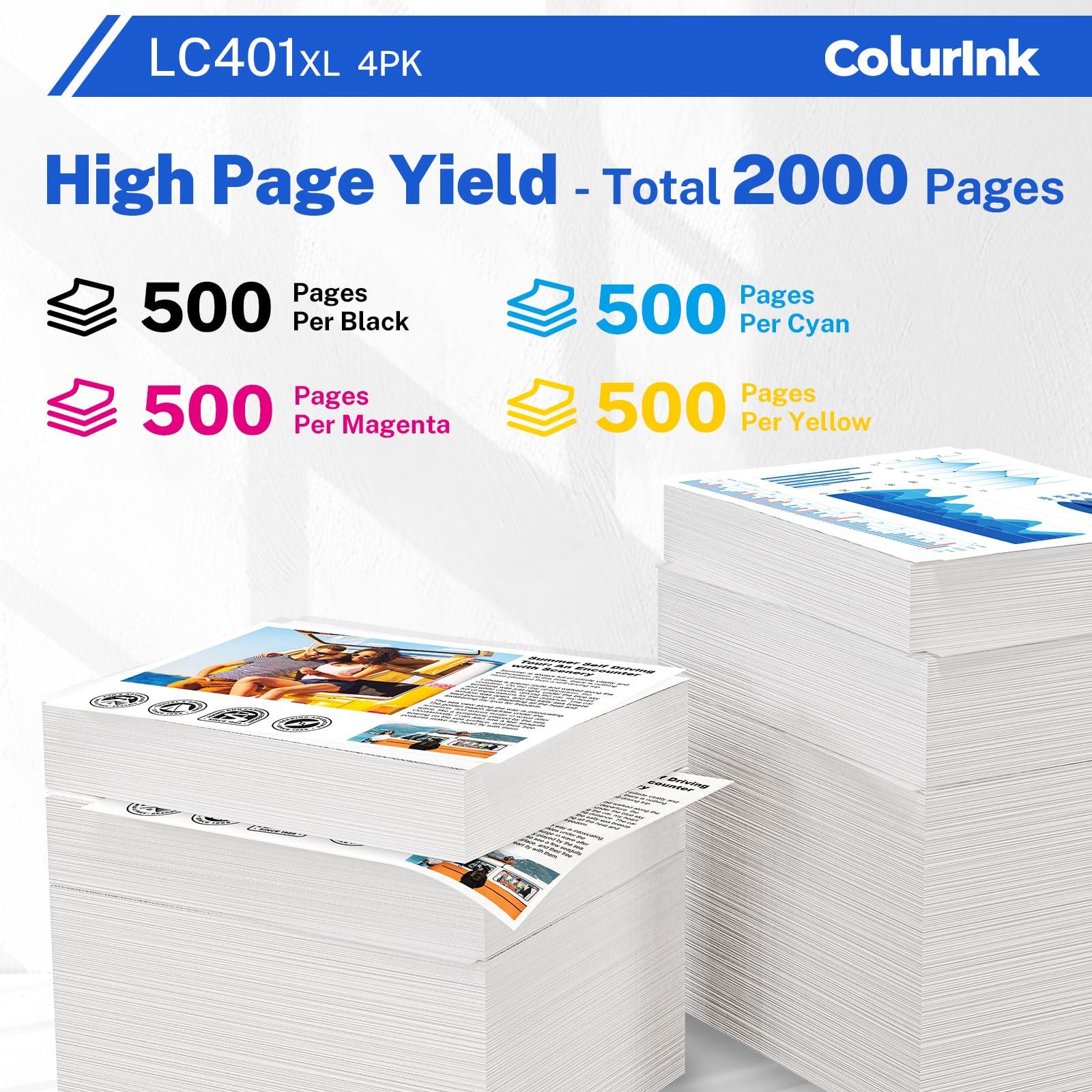 LC401XL LC401 MFC-J1010DW Ink Cartridges Compatible for Brother Ink Cartridges LC401 XL Work with Brother MFC-J1010DW MFC-J1012DW MFC-J1170DW Printer Ink (4 Pack High Yields) - Image 4