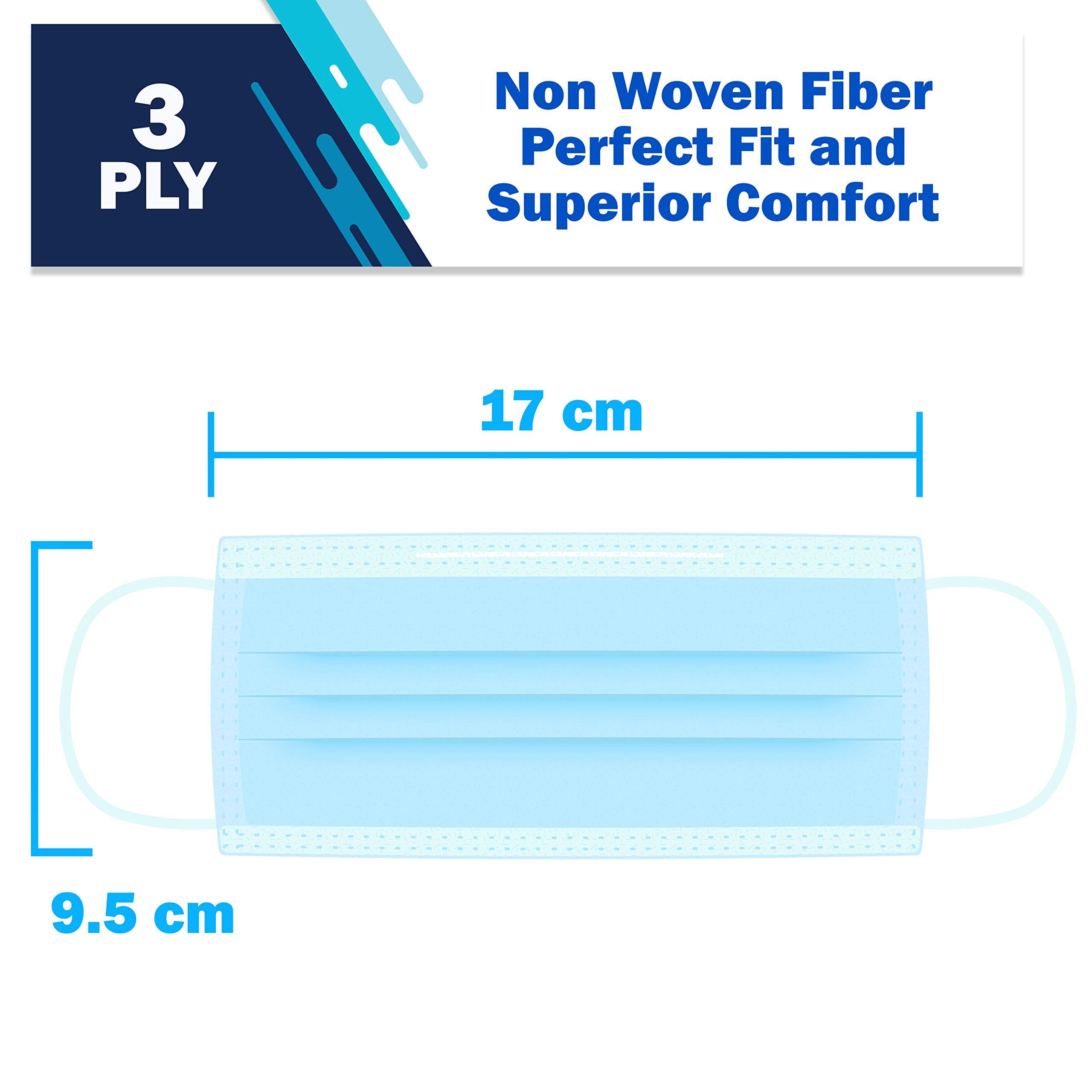 2000 Bulk Blue Disposable Face Masks Level 2 Non Woven Thick 3-Layers Breathable Facial Masks with Adjustable Earloop, Mouth and Nose - Image 3
