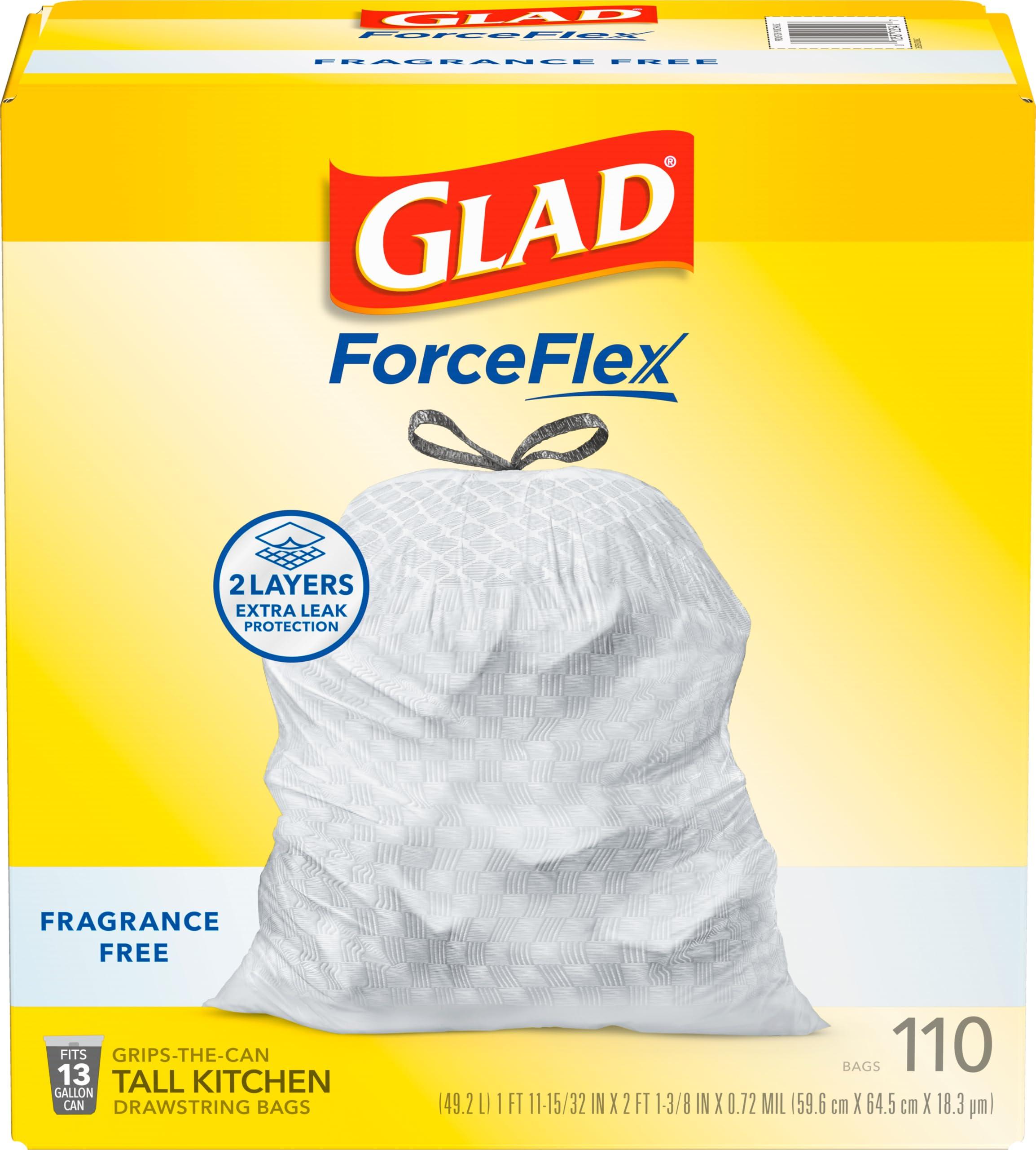Glad ForceFlex Tall Kitchen Trash Bags, 13 Gal, Fragrance Free, 110 Ct (Package May Vary) - Image 7