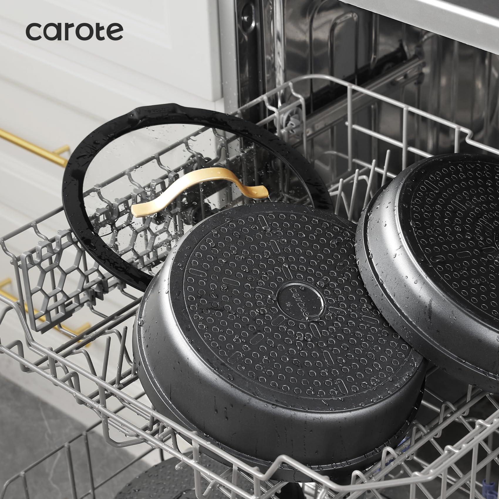 CAROTE 20pcs Pots and Pans Set Non Stick, Nonstick Cookware Set, Dishwasher/Oven/Fridge Safe Pots and Pans, Removable Handle RV Oven Safe Cookware, Induction Kitchen Set, Black - Image 6