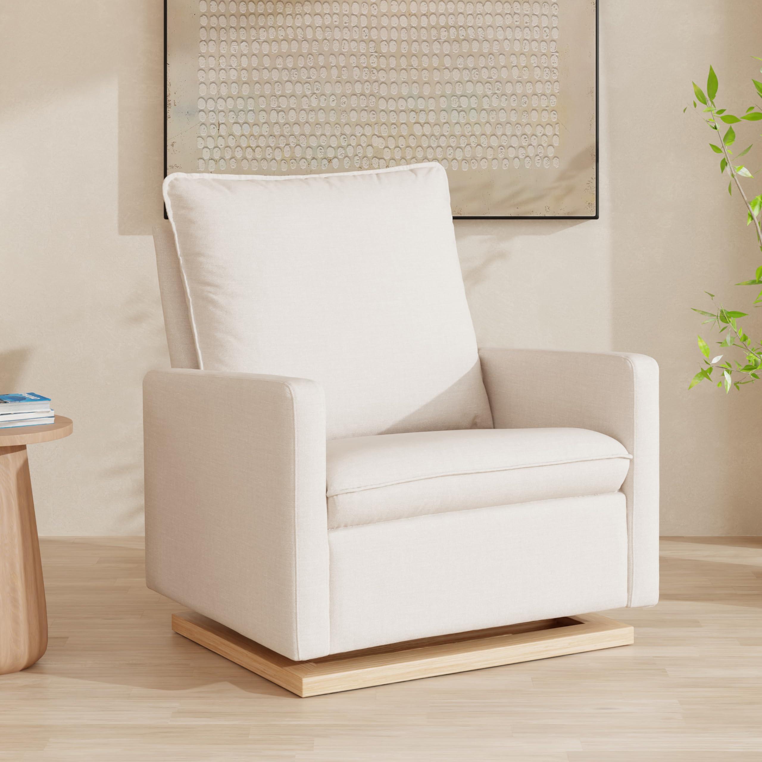 babyletto Cali Pillowback Chair and a Half Glider in Performance Cream Eco-Weave with Light Wood Base, Water Repellent & Stain Resistant, Greenguard Gold and CertiPUR-US Certified - Image 2