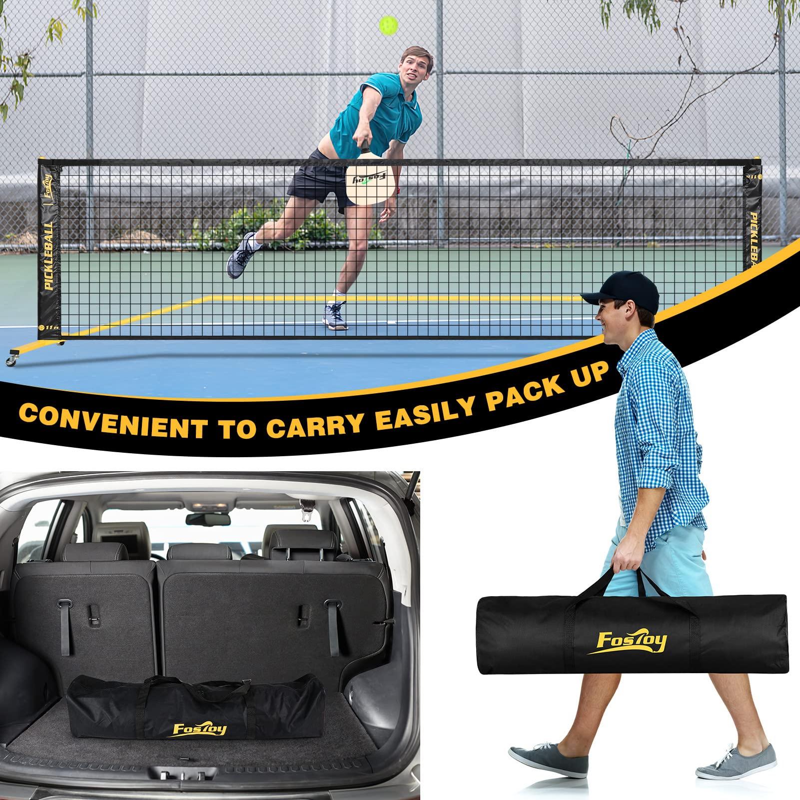 Portable Pickleball Net Set with Wheels, Regulation Size 22 FT & Half Court 11 FT, Steady Metal Frame Pickle Ball Net Set System with Carry Bag for Backyards, Driveways, and Garages - Image 6
