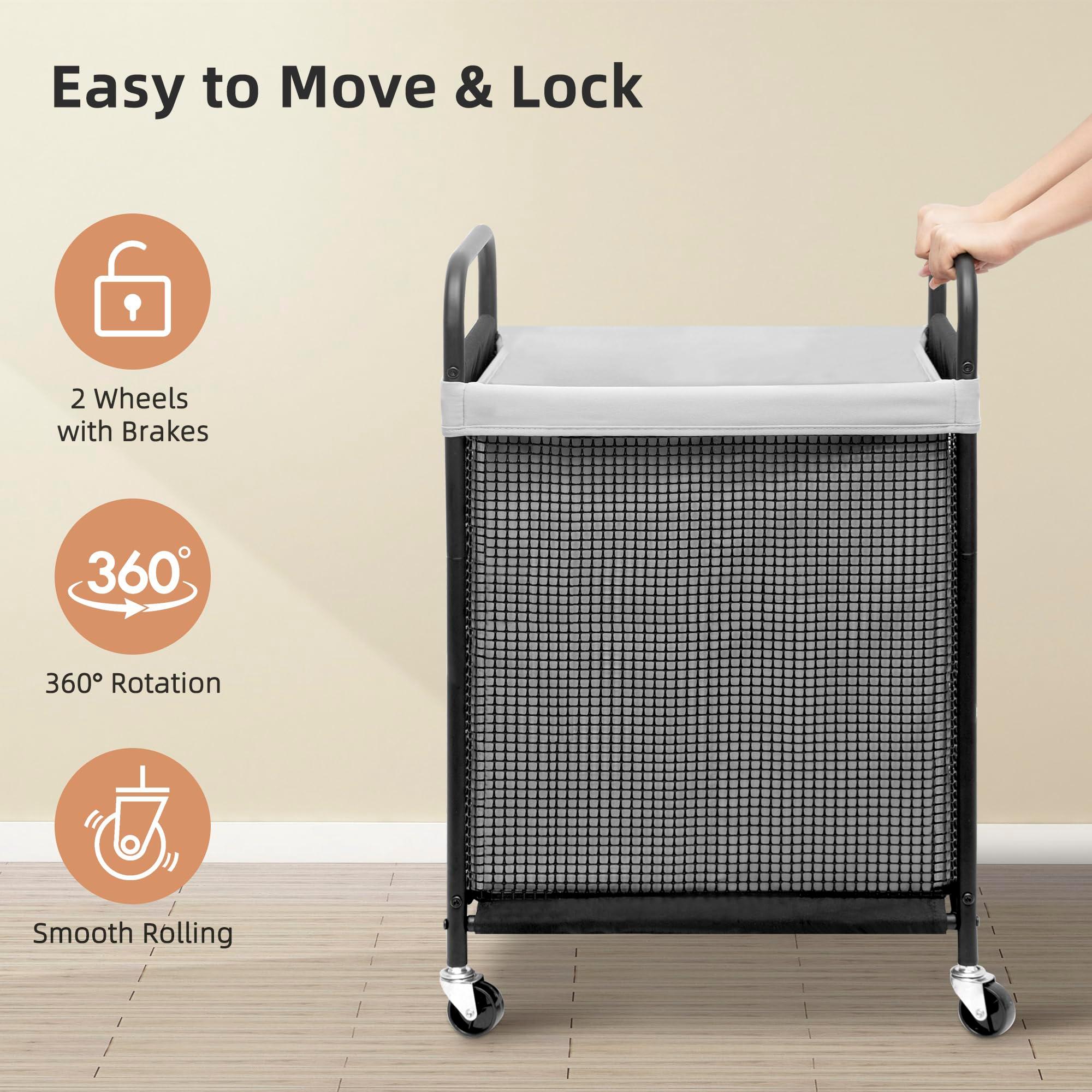 STORAGE MANIAC Rolling Laundry Hamper with Wheels 2-Section Laundry Sorter Rolling Laundrys Basket on Wheels with Removable Bag Clothes Hamper Laundrys Organizer Cart Bathroom Bedroom 100L Grey - Image 7