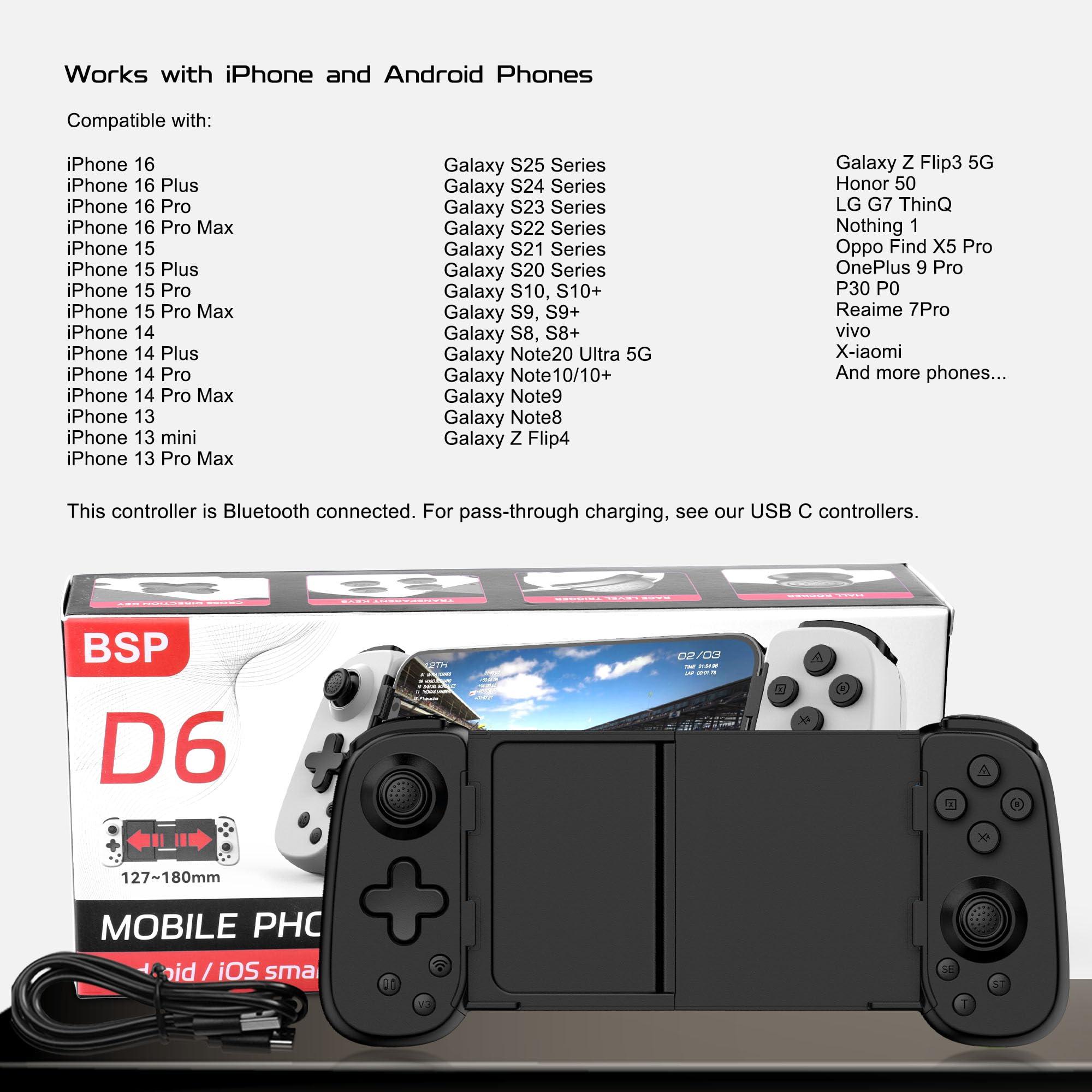 Wireless Phone Controller for iPhone/Android, Mobile Game Controller with Hall Joystick Suitable for Xbox Cloud Gaming, PS Remote Play, Steam Link, Call of Duty & More - Black - Image 6