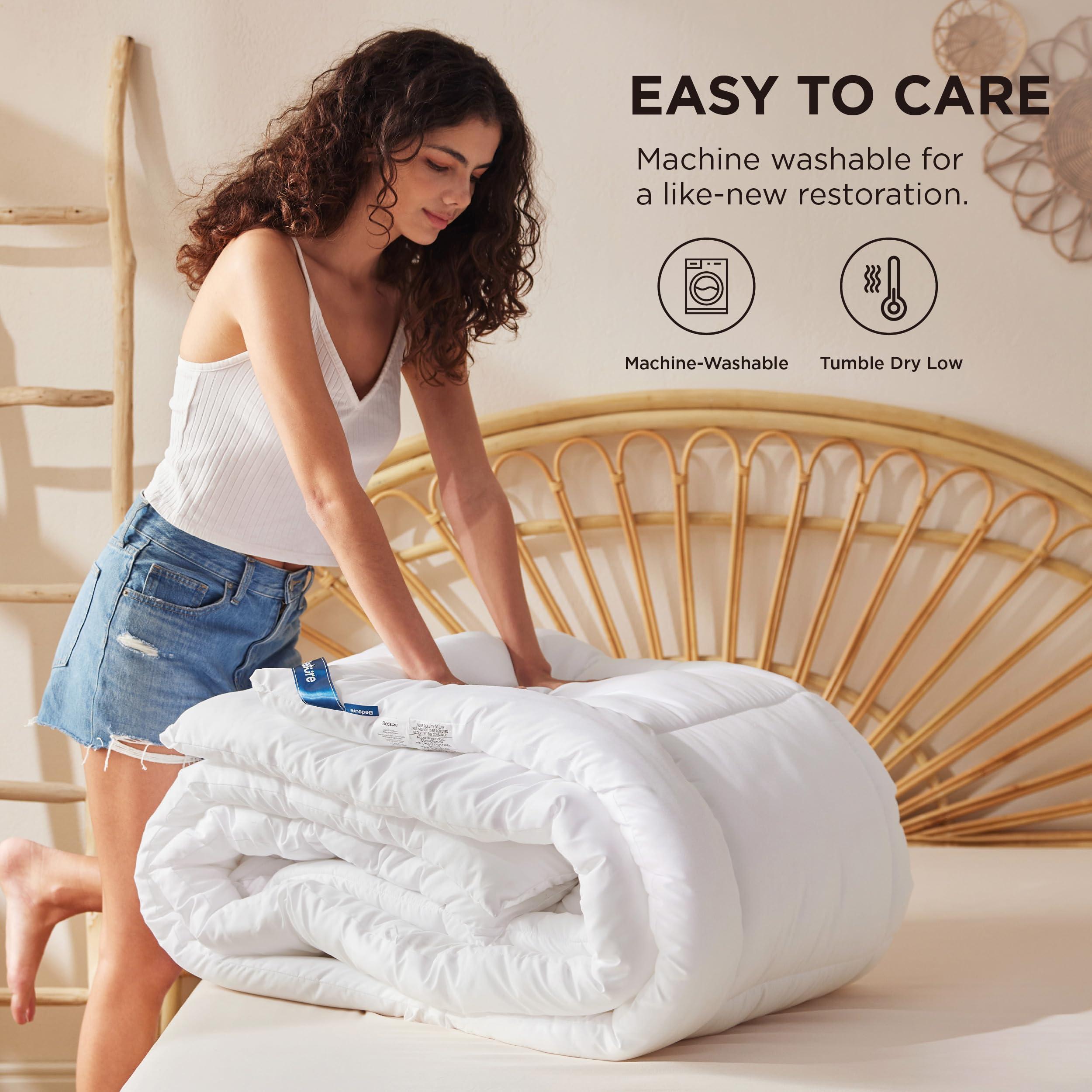 Bedsure Comforter Duvet Insert - Quilted Comforters Queen Size, All Season Duvet, Down Alternative Bedding, with 8 Tabs, Gifts for Women/Men, White, Queen 88 x 88 Inches - Image 7