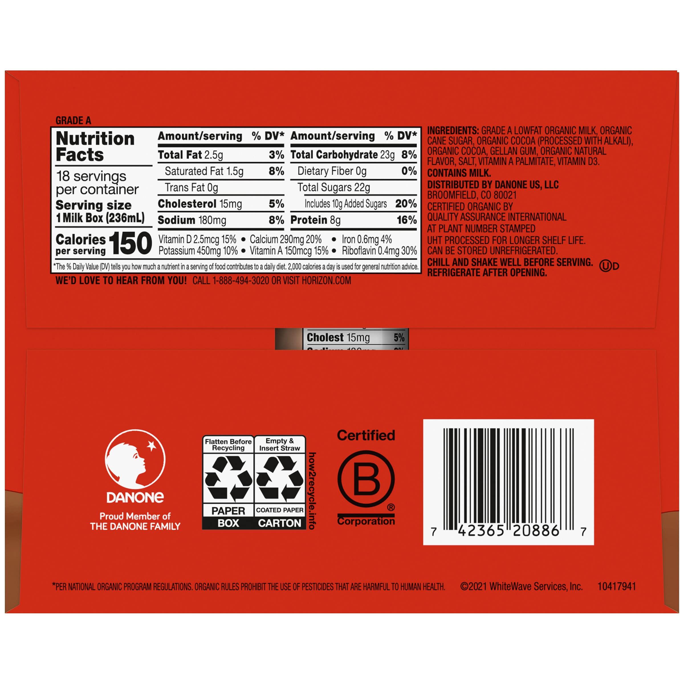 Horizon Organic Shelf-Stable 1% Lowfat Milk Boxes, Chocolate, 8 Fl Oz, 18 Pack - Image 2