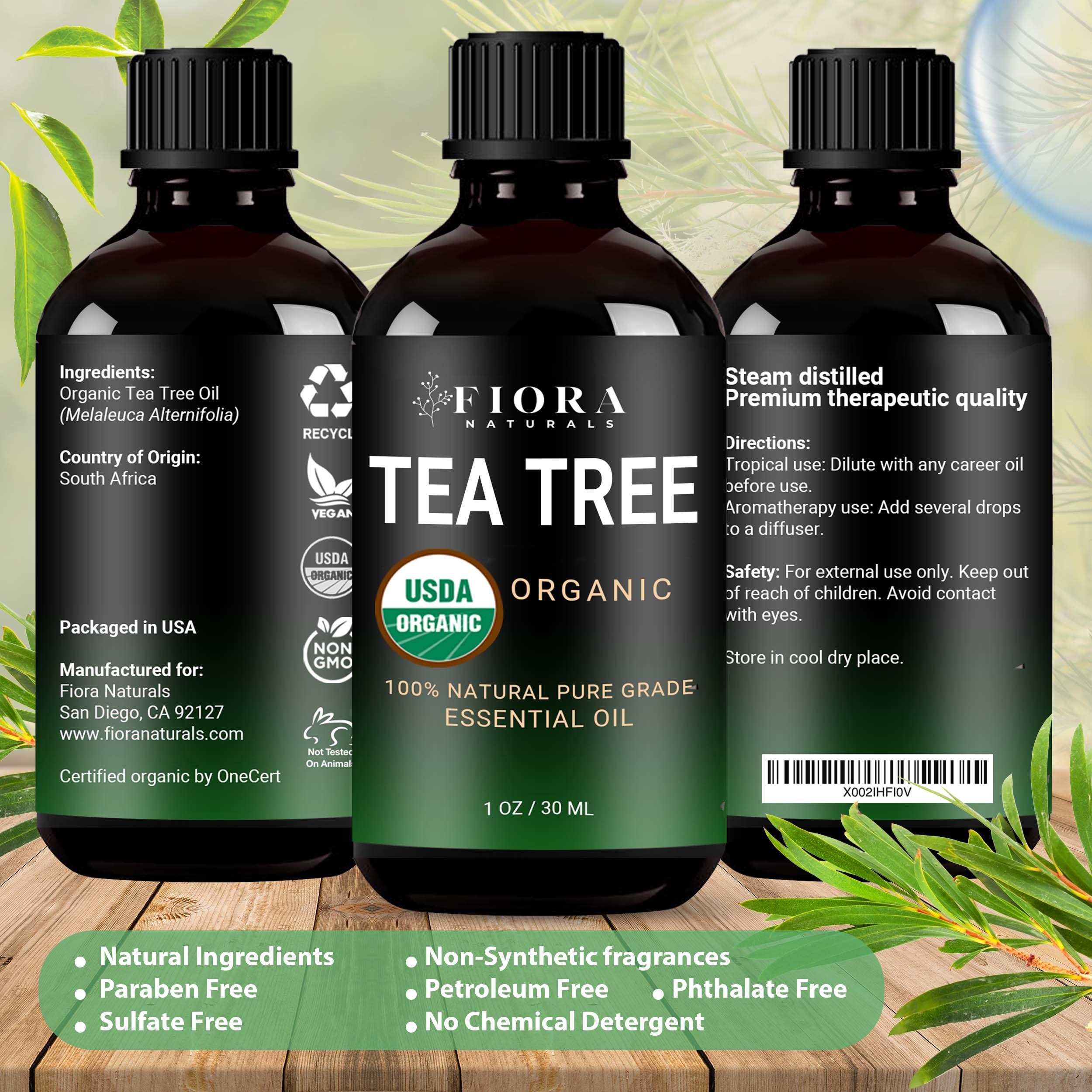 Tea Tree Essential Oil by Fiora Naturals- 100% Pure Organic Oil, for Face, Hair, Skin, Acne, Scalp, Foot and Toenails. Melaleuca Alternifolia, 1 oz /30ml - Image 6