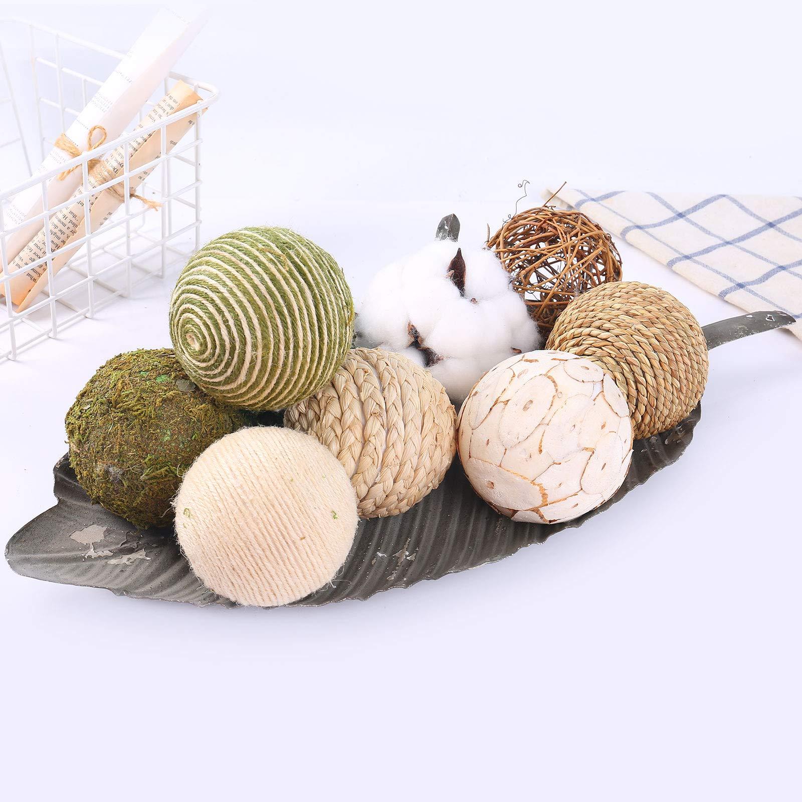 CIR OASES 9pcs 3.5Inch Fall Decorative Ball Orb Rattan Ball Rattan Woven Orbs Spherical Bowl and Vase Filler for Home Party Wedding Display Decor Props … - Image 3
