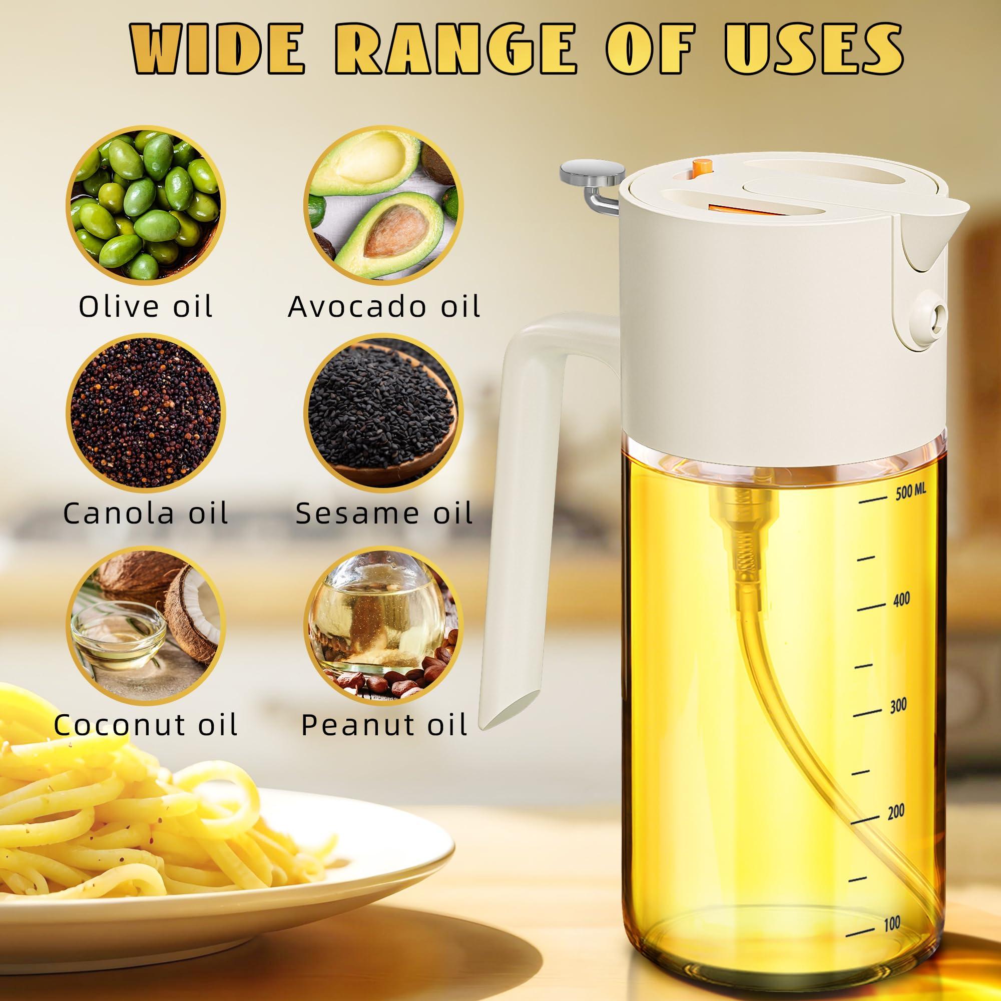 Costop Oil Sprayer for Cooking, 2025 Large Advanced Olive Oil Dispenser Bottle,500ml/17oz Glass Olive Oil Sprayer,2 in 1 Even Spray with Portion Control for Kitchen, Air Fryer, Salad, BBQ - White - Image 3