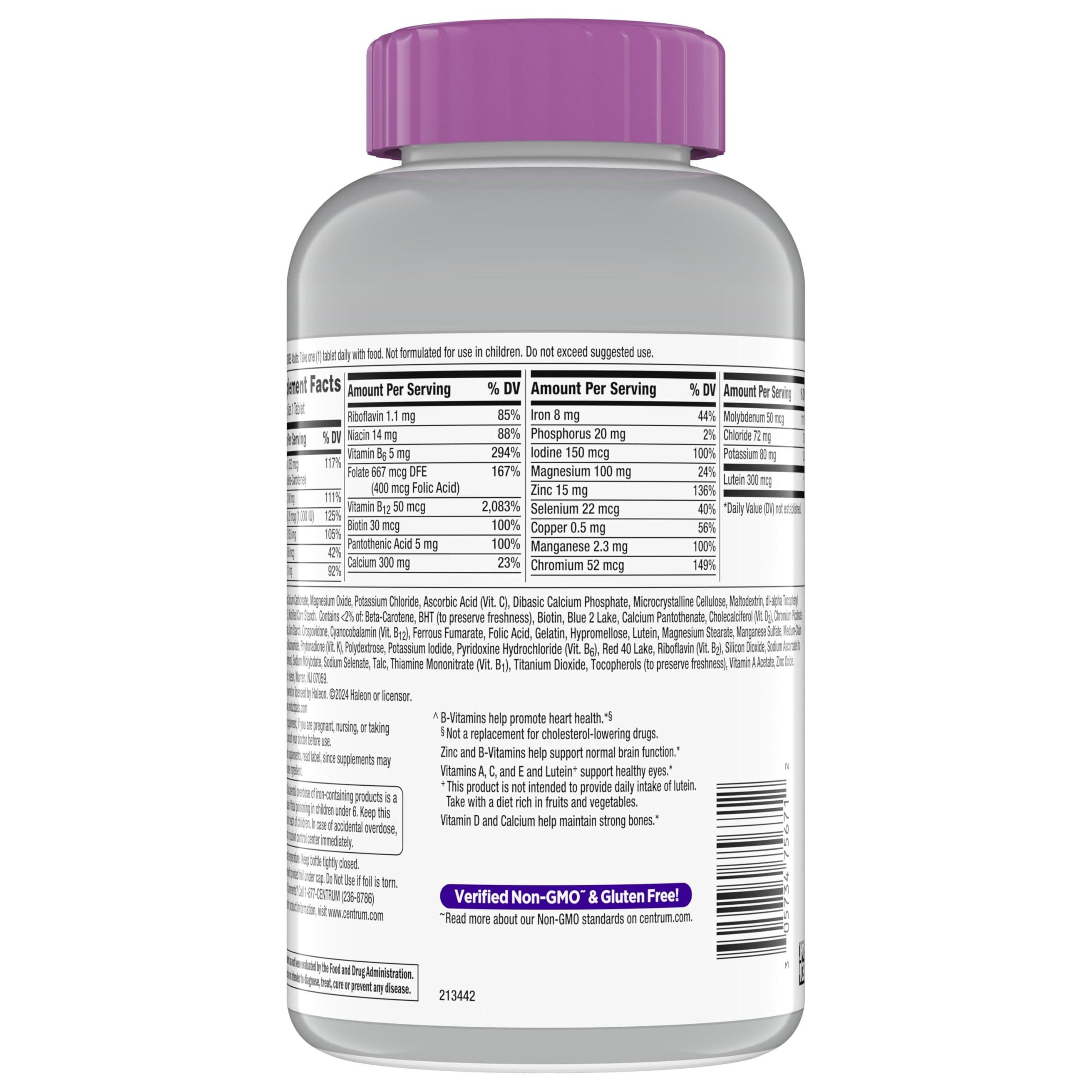 Centrum Silver Women's Multivitamin for Women 50 Plus, Multivitamin/Multimineral Supplement with Vitamin D3, B Vitamins, Non-GMO Ingredients, Supports Memory and Cognition in Older Adults - 200 Ct - Image 11