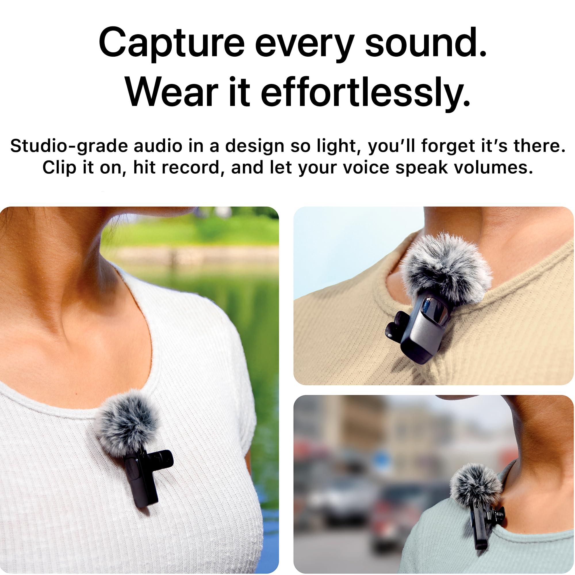 Mini Mic Pro Wireless Microphone for iPhone, iPad, Android, Lavalier Microphone for Video Recording - 2 Pack iPhone Mic Crystal Clear Recording with USB-C for Podcast, ASMR - Image 2