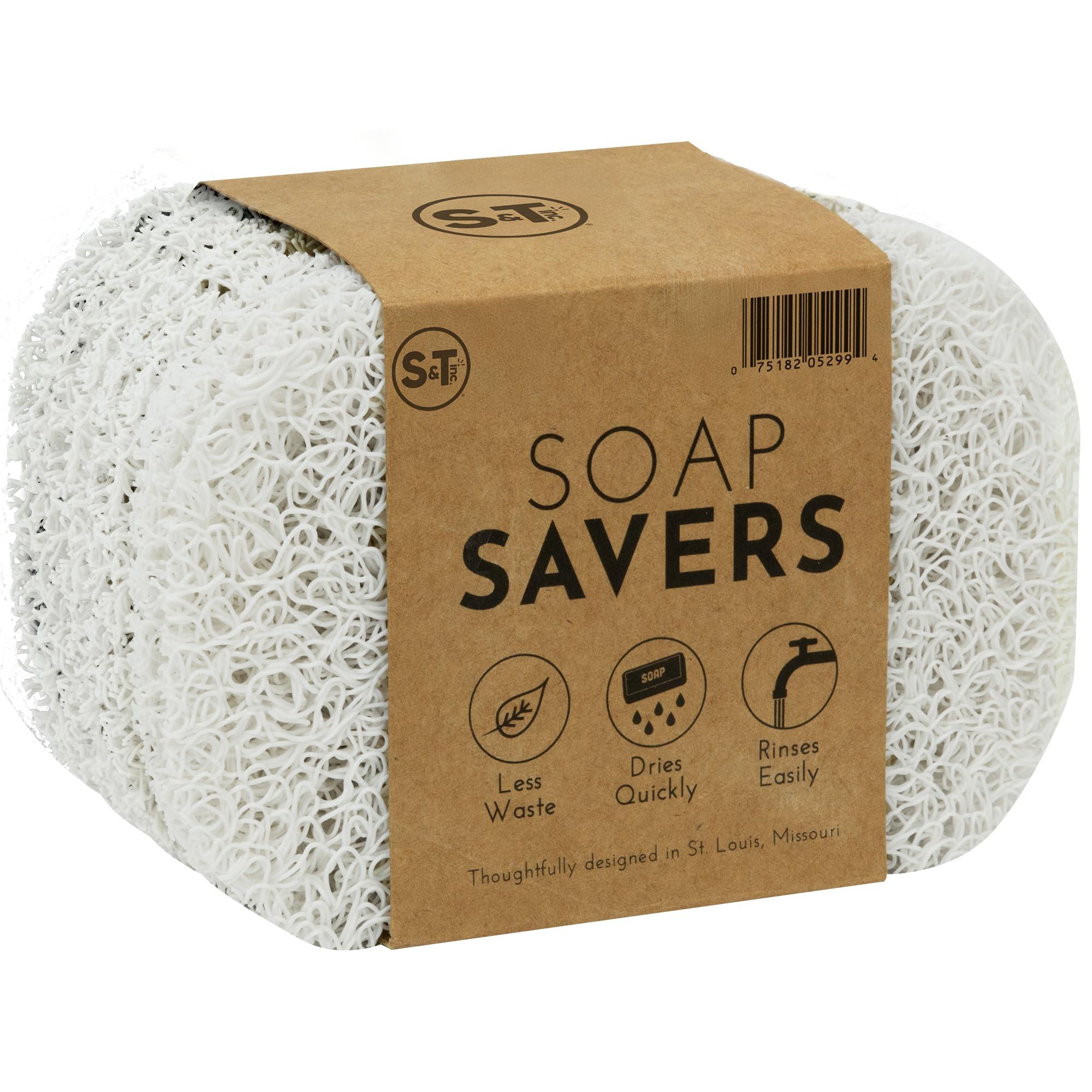 S&T INC. Bar Soap Holder for Kitchen, Bathroom, and Soap Dish, 6 Pack, White, 2.9 inches by 4.4 inches