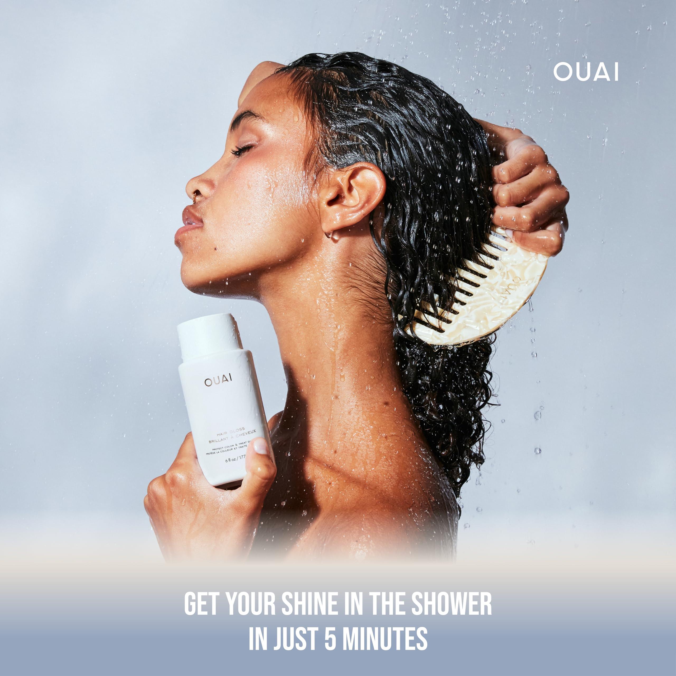 OUAI Hair Gloss - In-Shower Shiny Hair Treatment & Glaze with Frizz Control - Heat Protectant Infused with Hyaluronic Acid, Rice Water & Panthenol - Paraben, Phthalate & Sulfate Free (6 Oz) - Image 6