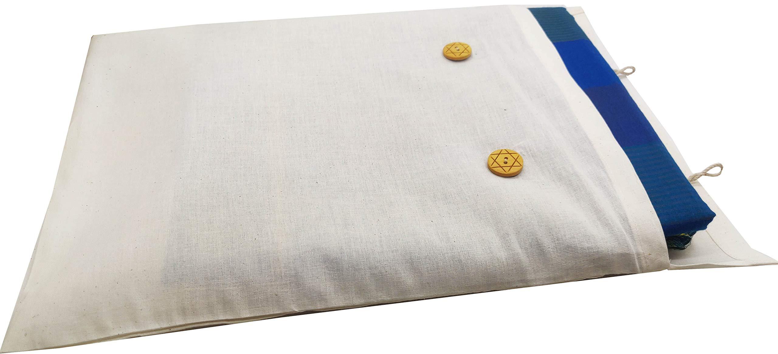 Reusable Cotton Saree Cover for Storage, Wardrobe Organizer Bags Saree Bags Cotton (16x14 inch, Beige) (6) - Image 4