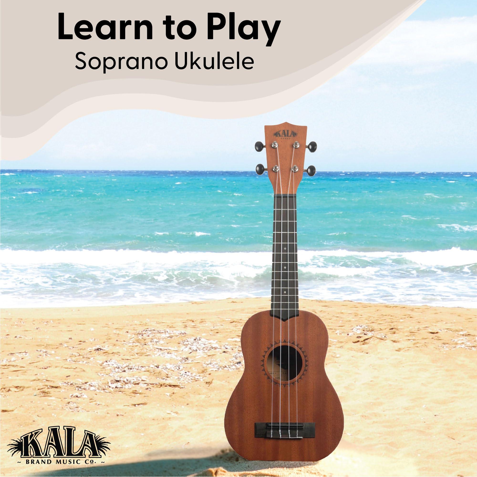 Kala Learn To Play Soprano Ukulele Starter Kit KALA-LTP-S – Natural Mahogany Finish, Complete Beginner Starter Kit with Tuner, Instructional Booklet, and Aquila Strings - Image 2