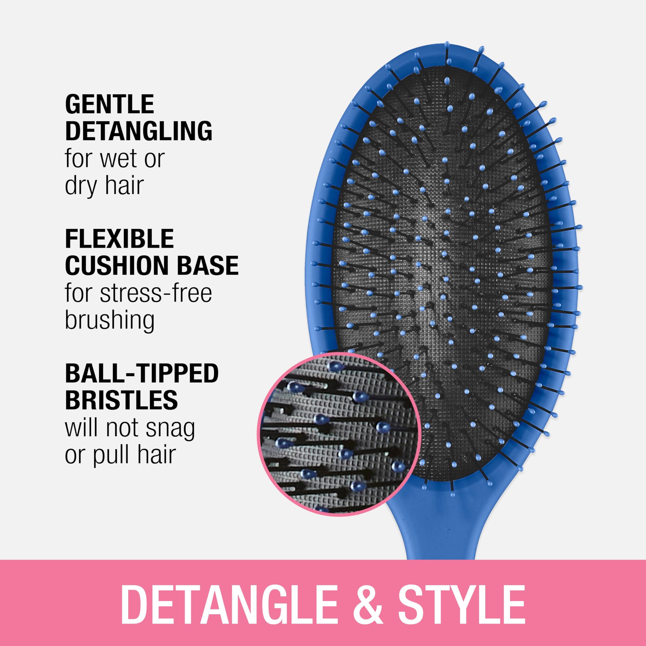 Conair Detangling Brush 3PK - For wet and dry - Ideal for all types - curly brush - brushes for women - detangler brush - brushes for women - Blue, Pink, Gray Assorted - Image 3