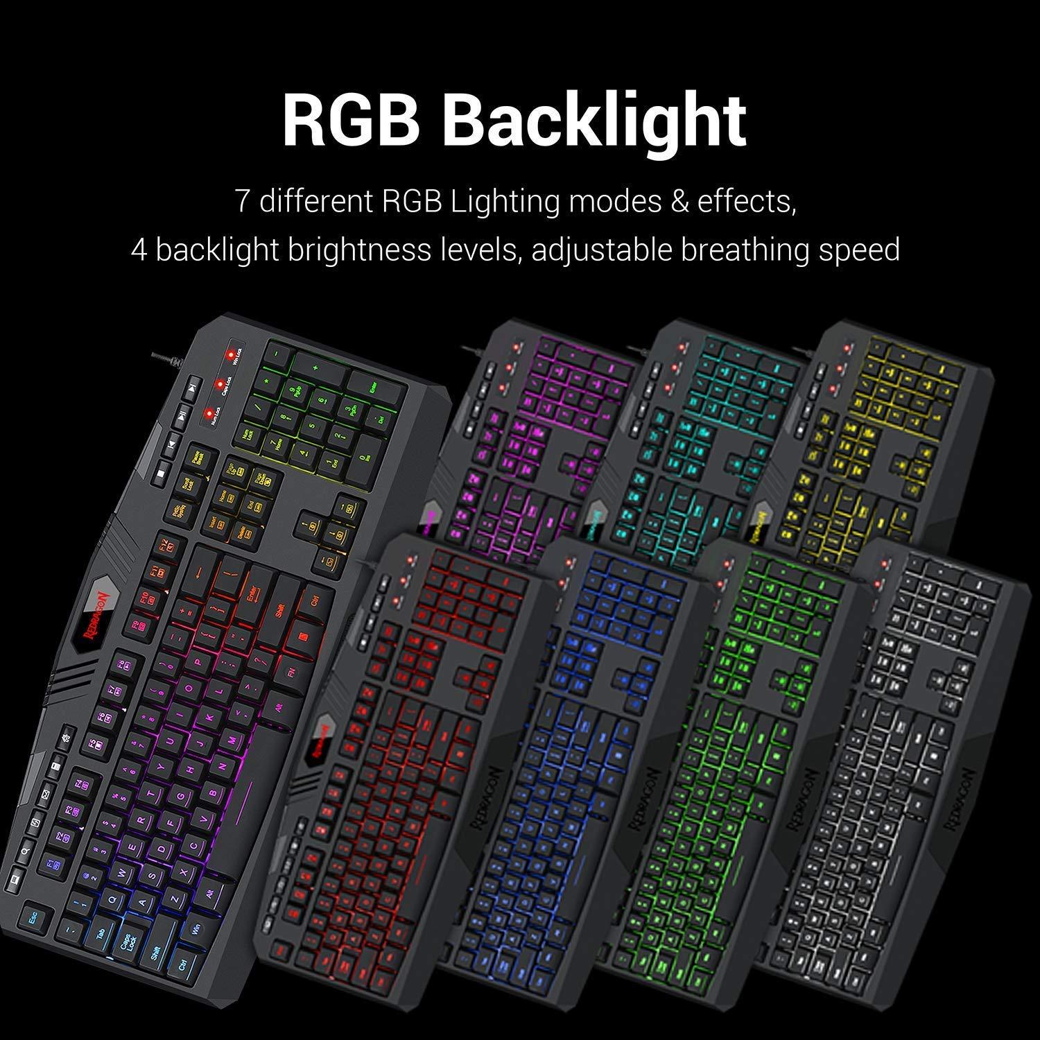 Redragon S101 Gaming Keyboard, M601 Mouse, RGB Backlit Gaming Keyboard, Programmable Backlit Mouse, Value Combo Set [New Version] - Image 4