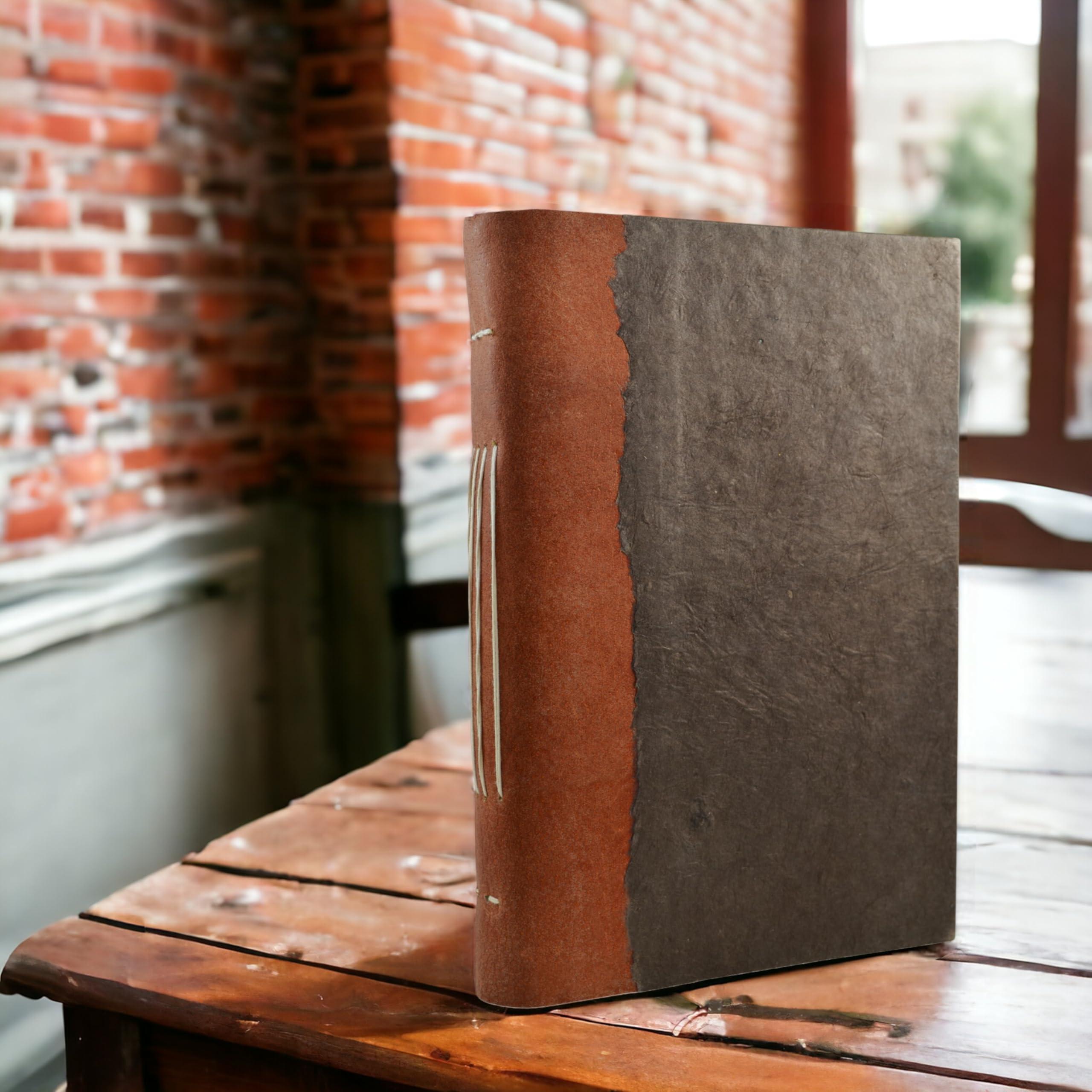 Kathmandu Valley Co. Nepali Collector Vintage Journal, Leather & Lokta Writing Hardcover Office Notebook Planner with Handmade Paper. Made in The Himalayas of Nepal. (6x9 Dark Walnut) - Image 6