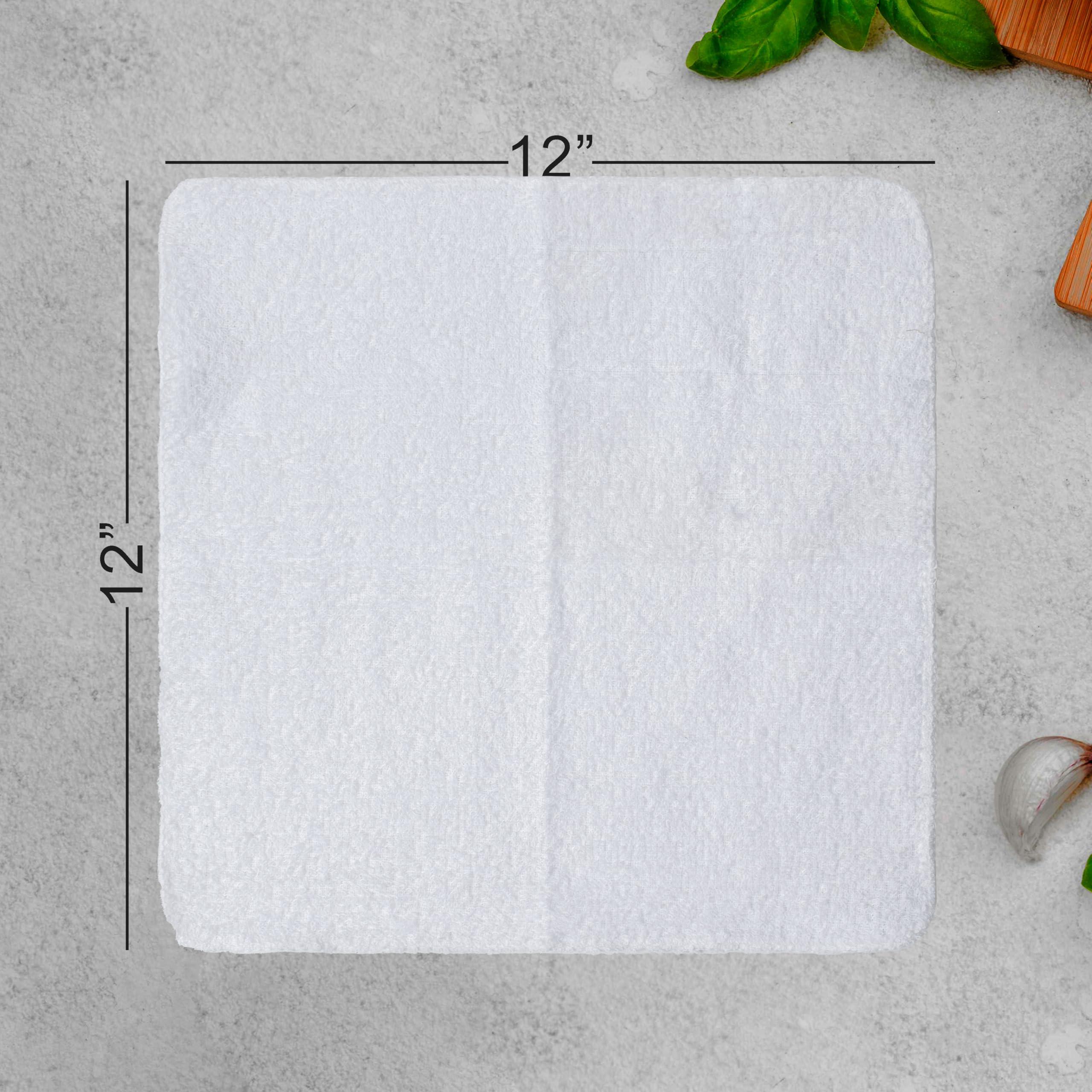 Textila Terry Wash Cloths – Pack of 10, White, 12x12 Inches – Soft, Absorbent & Multipurpose Cotton Washcloths for Face, Hand, Bath, Kitchen, Spa, Gym & Hotel Use - Image 2