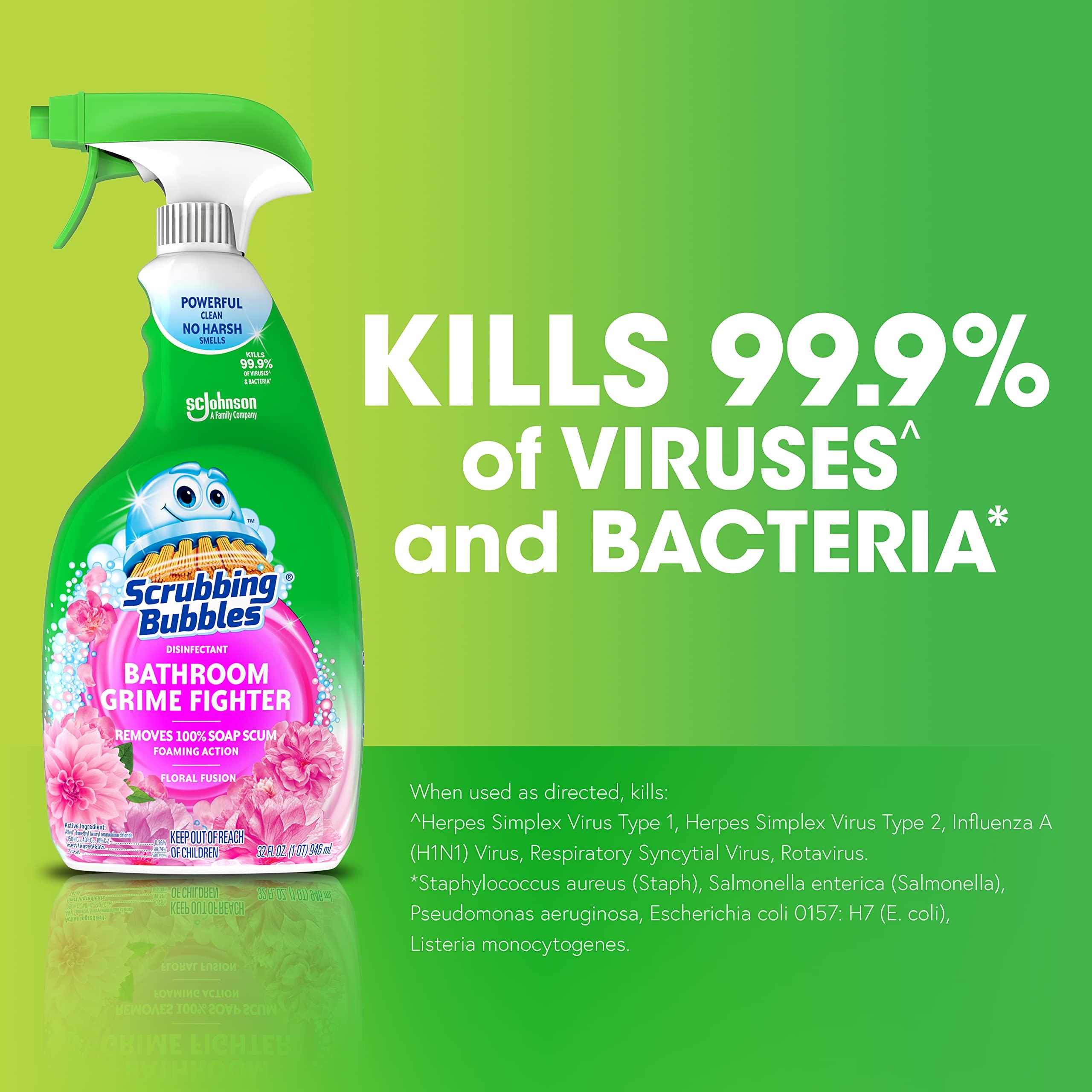 Scrubbing Bubble Bathroom Grime Fighter, Floral Fusion Scent, 32 oz Spray Bottle - Image 4