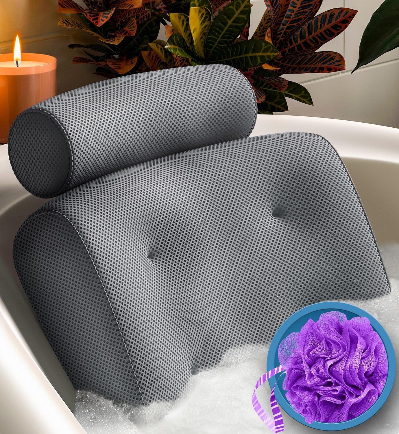 Everlasting Comfort Luxury Bath Pillow - Head, Neck, Back Soft Cushion for Bathtub, Spa & Relaxation - Image 2