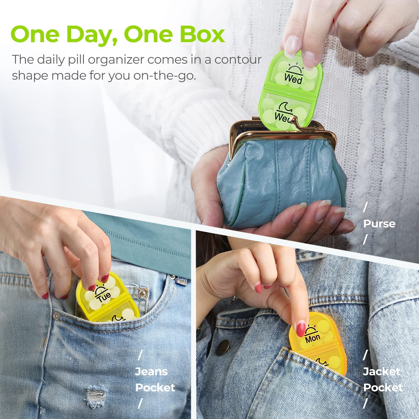 AUVON Pill Box 2 Times a Day, Weekly Pill Organizer AM PM with 7 Daily Pocket Case to Hold Vitamin, Medicine, Medication, and Supplement - Image 3