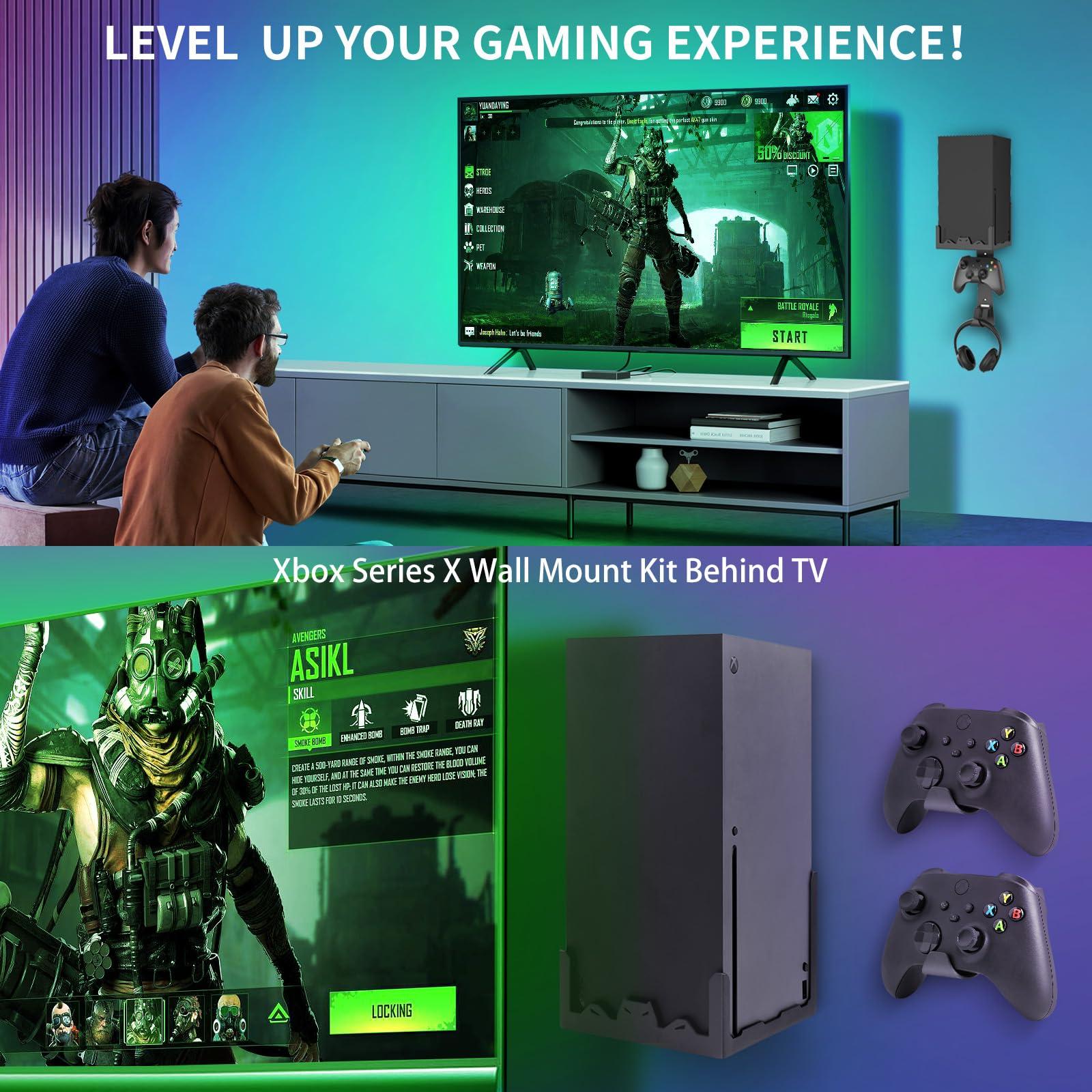 BracNova Wall Mount Kit for Xbox Series X-Steel Wall Mount Shelf Stand with Detachable Controller Holder and Headphone Hook-Safely Store Your Xbox X Console Near or Behind Your TV - Image 6