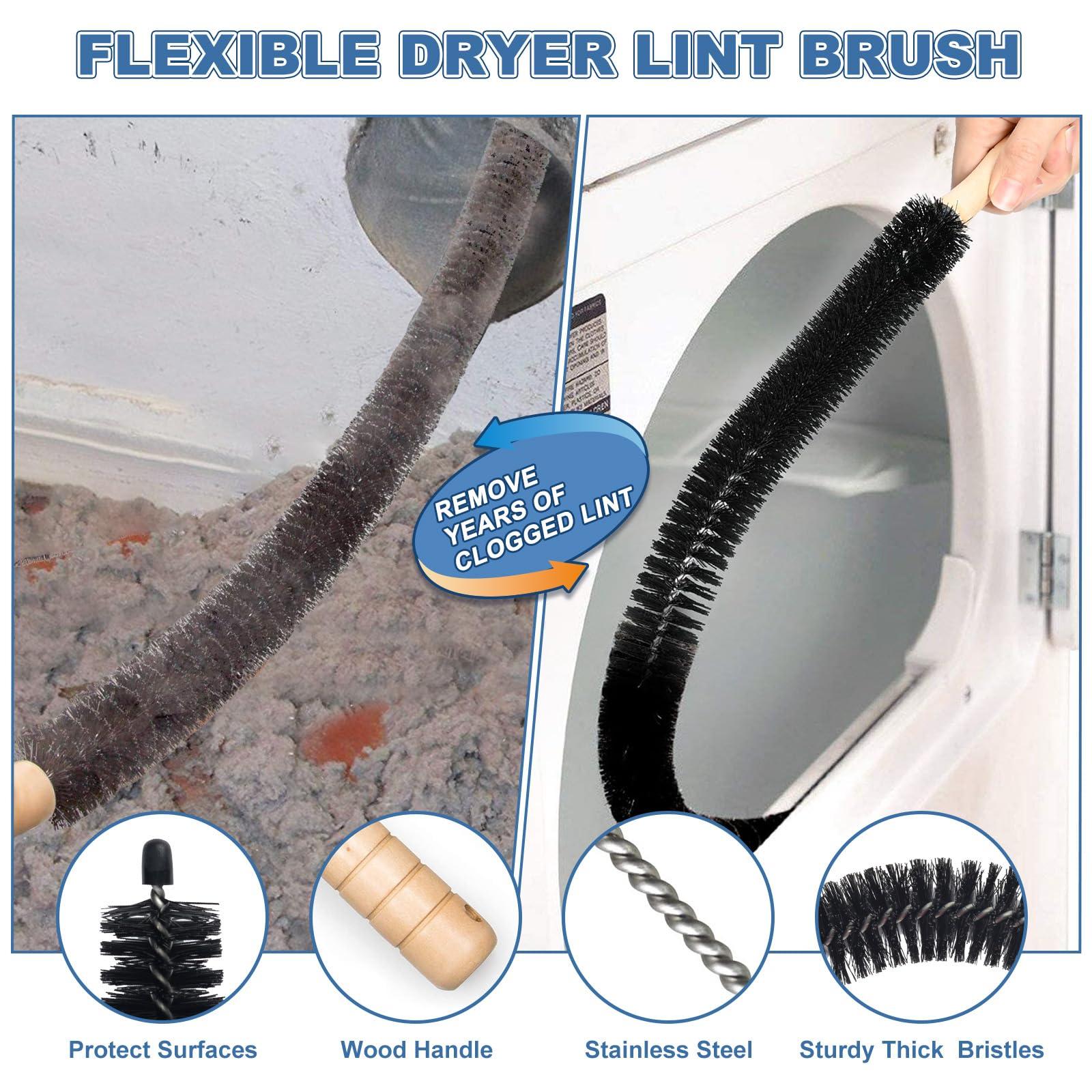 PetOde 2 Pieces Dryer Vent Cleaner Kit Compatible with All Vacuum Cleaner, Dryer Lint Brush and Vacuum Hose Attachment with Stretch Universal Connector, Quickly Lint Remover - Image 5