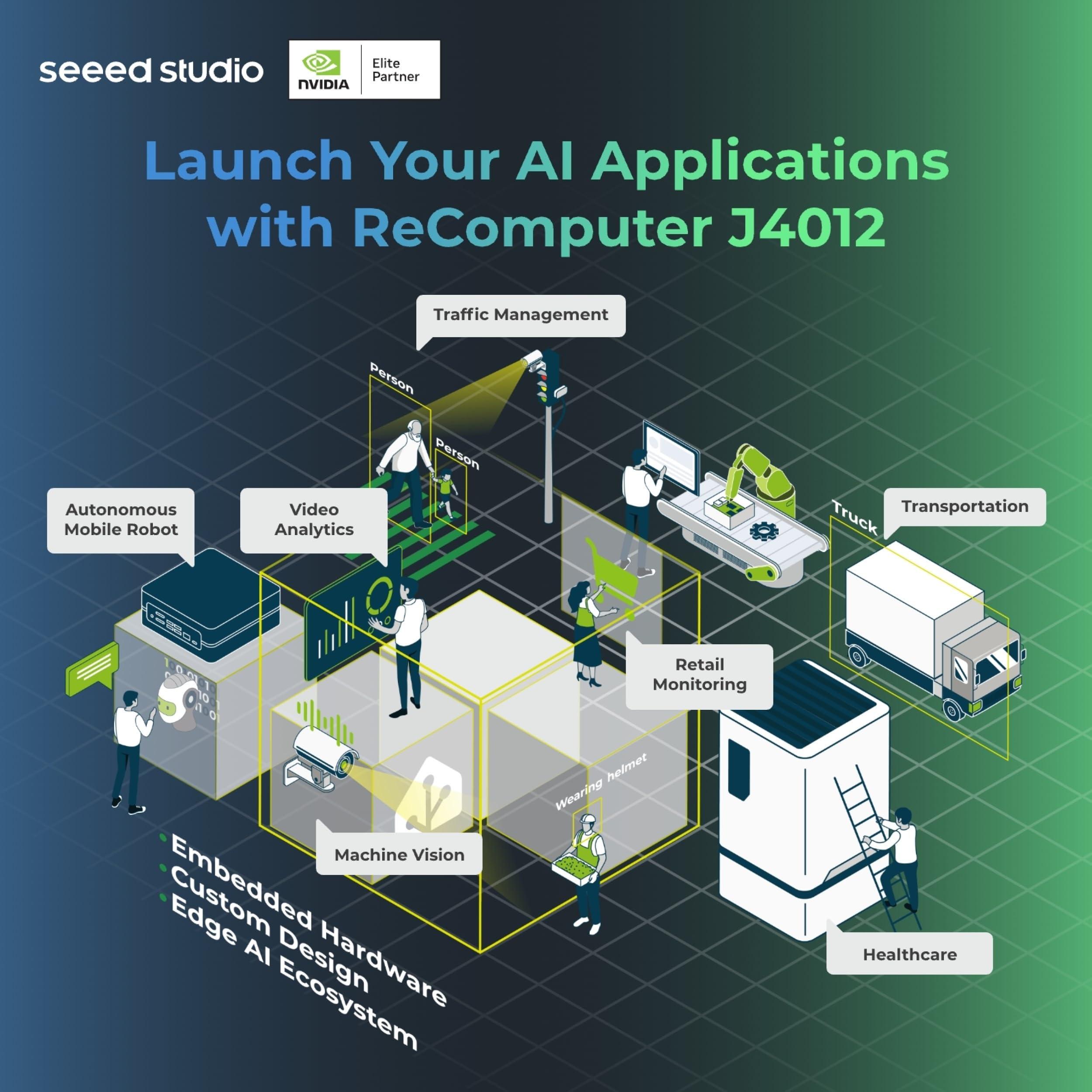 seeed studio NVIDIA Jetson Orin NX 16GB Edge AI Device - reComputer J4012, 4xUSB 3.2, M.2 Key E & Key M Slot, Pre-Installed Jetpack System with NVIDIA Jetpack on 128GB NVMe SSD - Image 9