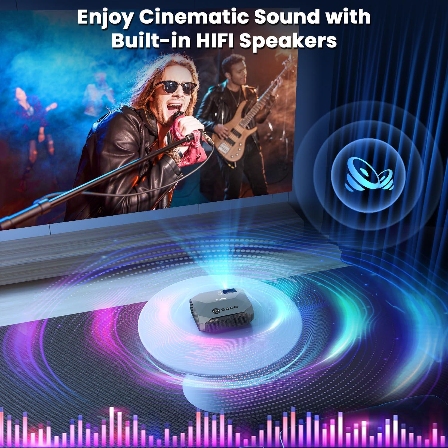 FUDONI Projector with WiFi and Bluetooth, Native 1080P Outdoor Movie Projectors 4k Supported, 15000L Portable Home Theater Projector Max 300", Indoor&Outdoor Use - Image 4