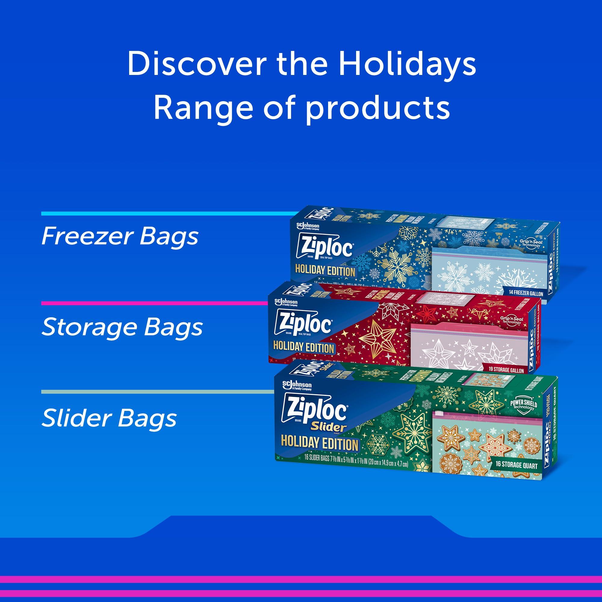 Ziploc Gallon Food Storage Slider Bags, Power Shield Technology For More Durability, 12 Count, Holiday Designs, Packaging May Vary - Image 5