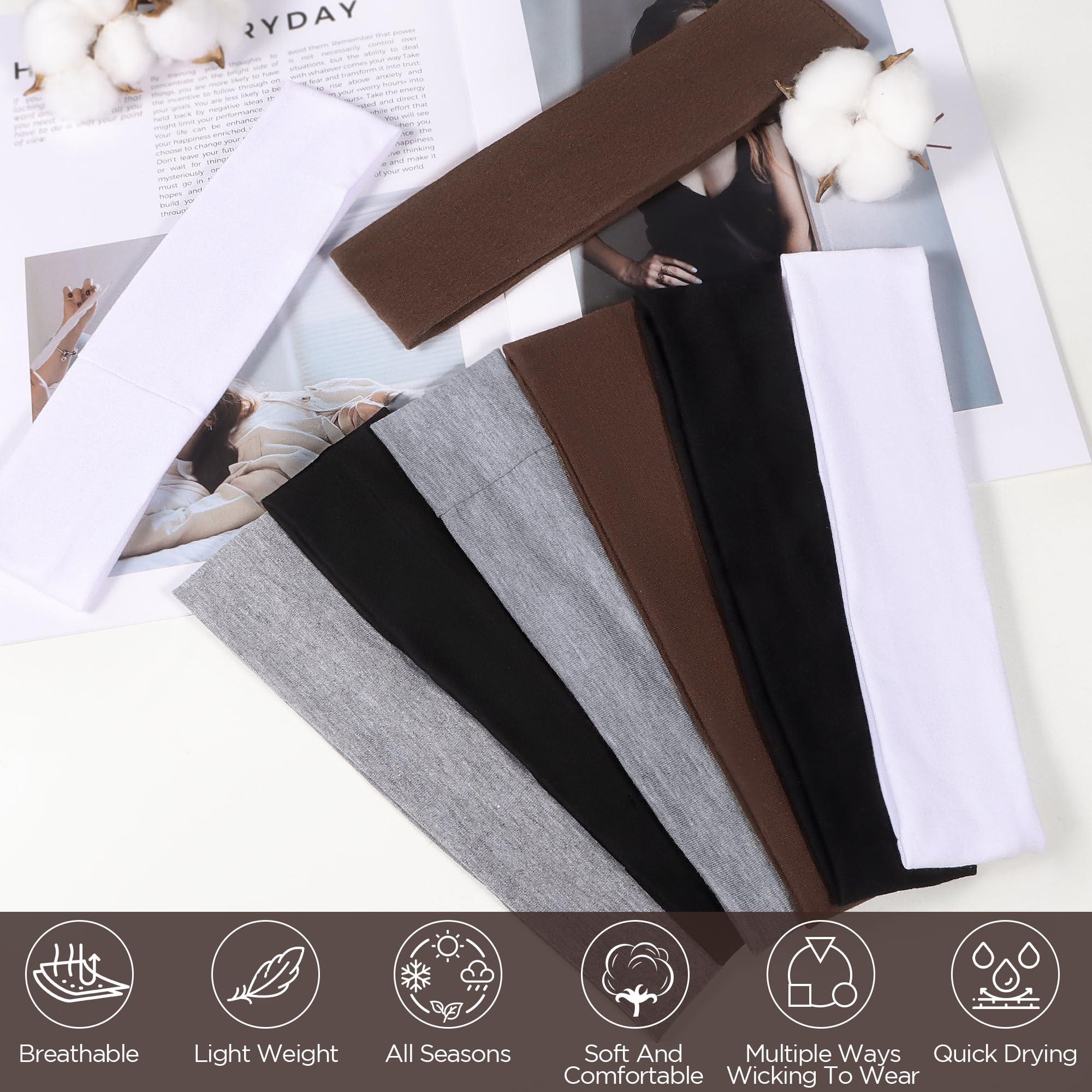 8 Pack Headbands for Women Non Slip - Stylish Sports Hair Bands for Women's Hair - Soft Cotton Cloth Stretchy Headbands for Women for Yoga, Outdoor Exercise Running - Image 4