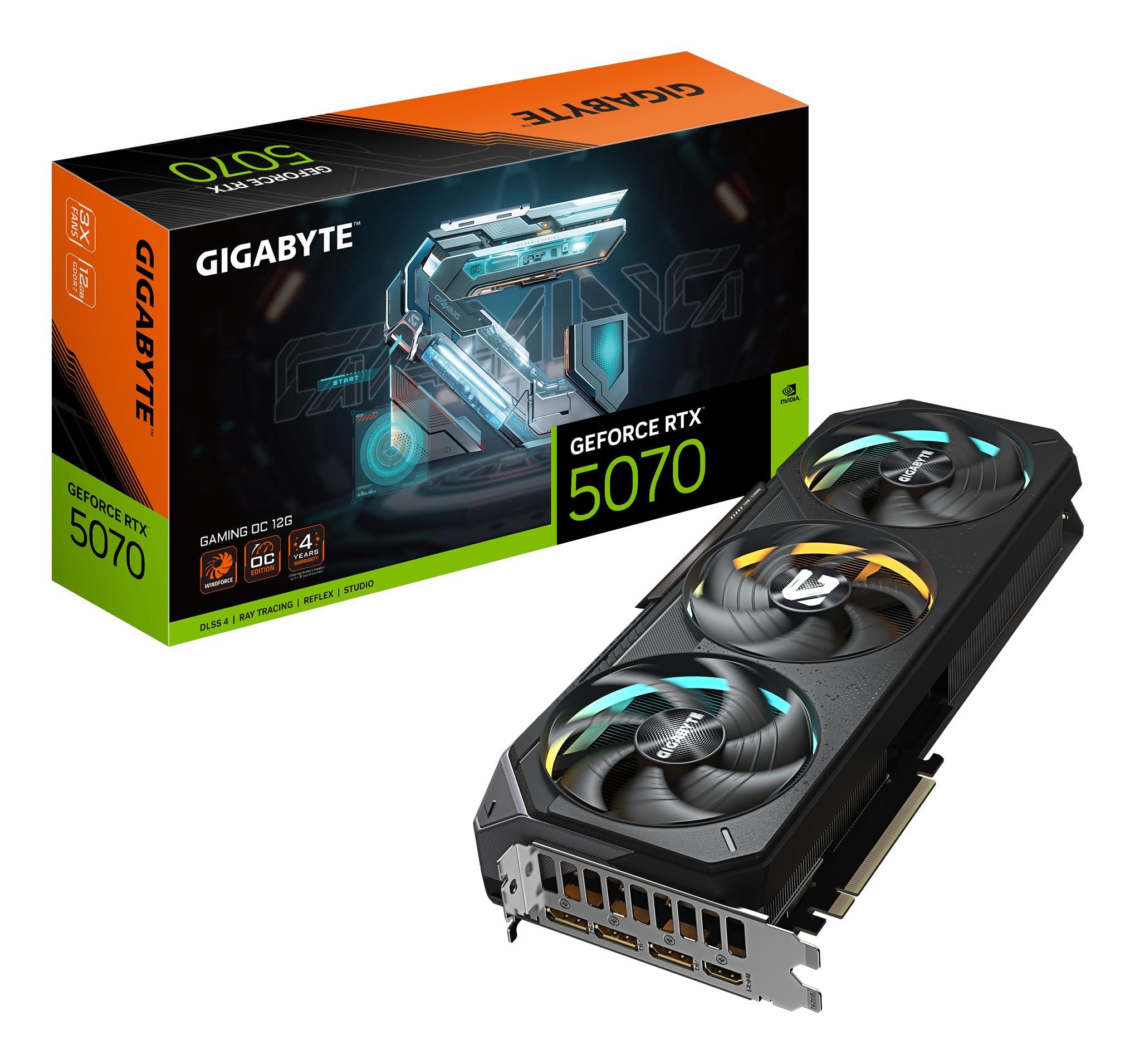 GIGABYTE GeForce RTX 5070 Gaming OC 12G Graphics Card - 12GB GDDR7, 192 Bits, PCI-E 5.0, 2625 MHz Core Clock, 3 x DP 2.1a, 1 x HDMI 2.1b, NVIDIA DLSS 4, GV-N5070GAMING OC-12GD