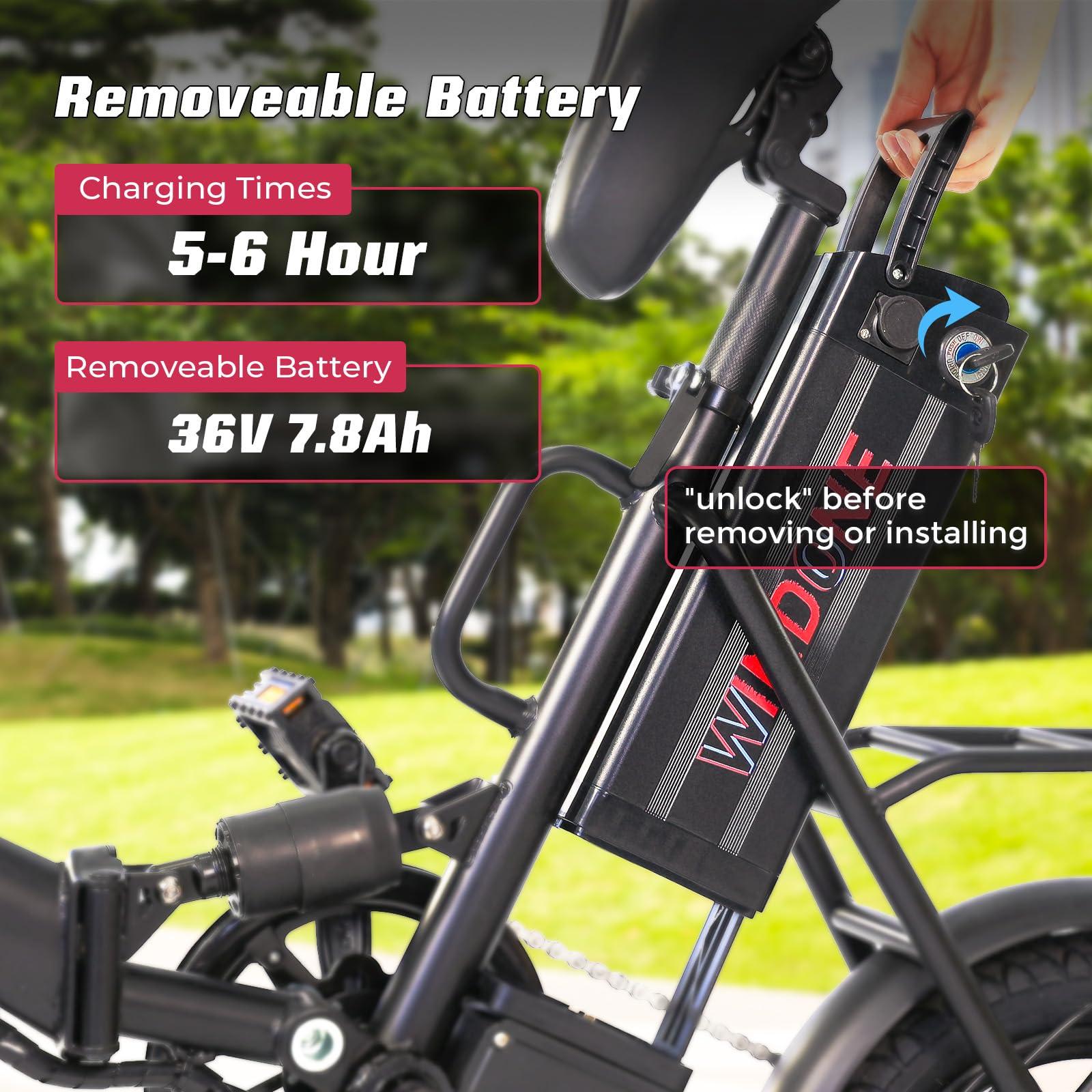 Windone S14/S16 Electric Bike for Adults, Max 19/22 MPH Speed & 28/50 Miles Range (PAS), 500W/750W Peak Motor, Foldable, Lightweight, Shock Absorbers, UL 2849 Certified Ebike - Image 5