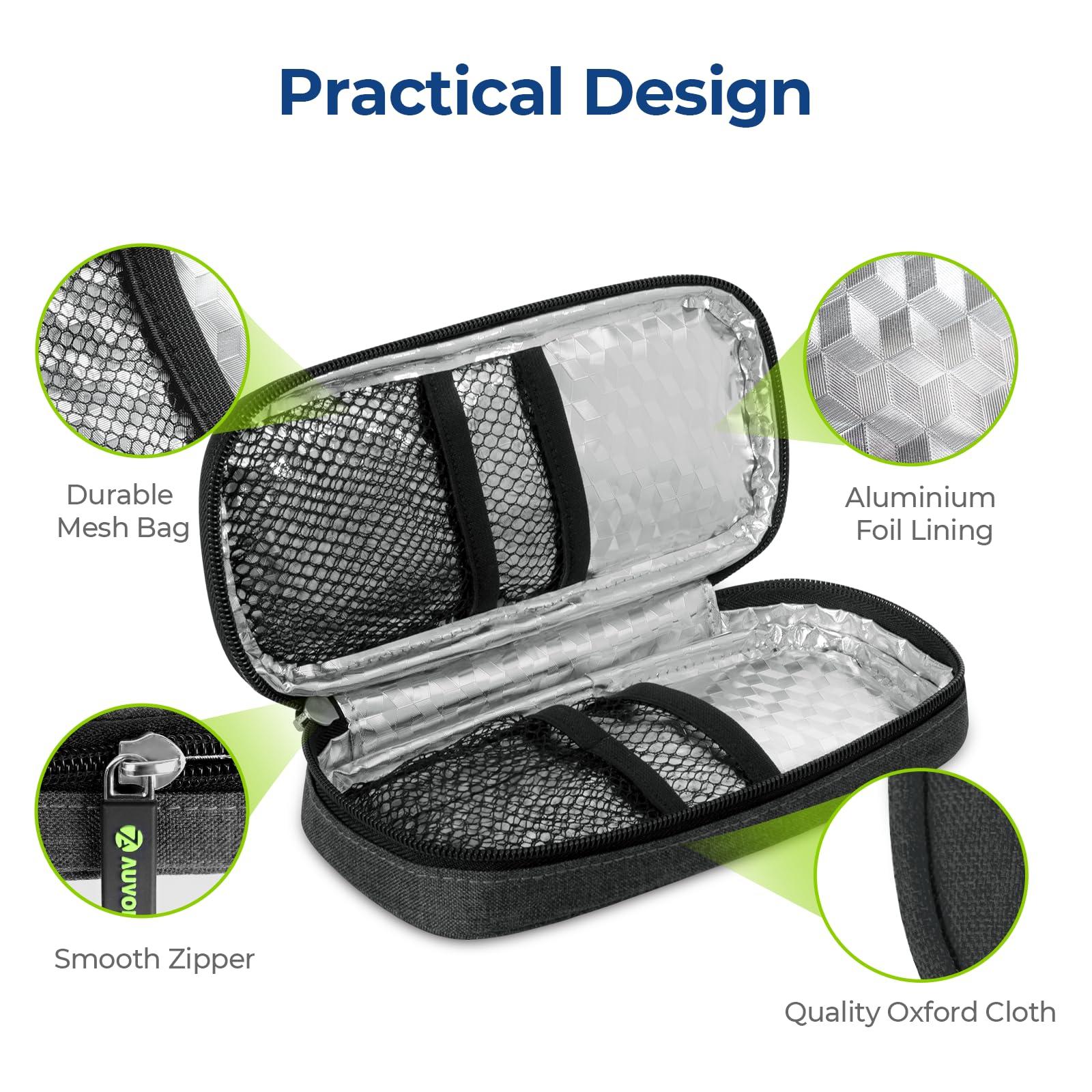 AUVON Insulin Pen Cooler Travel Case with 2 x 90g TSA Approved Ice Packs, Diabetic Medication Insulated Cooling Bag for Insulin Pens and Diabetic Supplies Storage, Compact for Daily Life and Trips - Image 5